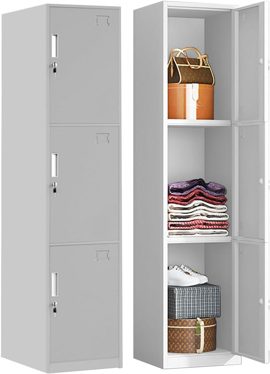 Komfort Locker Casillero 3 Puertas Acero Inoxidable con Juego de Llaves (Gris)
