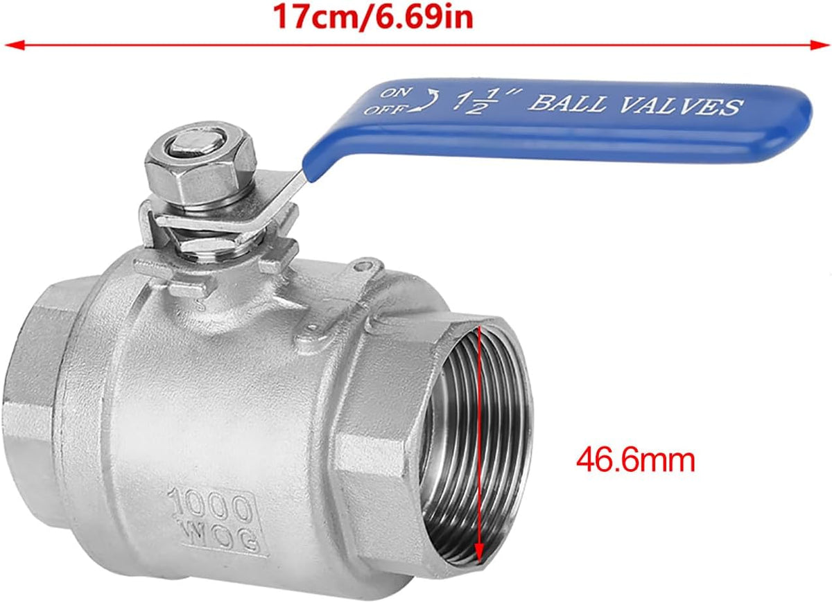 304 Acero Inoxidable 1-1/2 DN40 Válvula de Bola de Dos Piezas 1000 Wog, Apertura Rápida para Control de Agua, Aceite y G