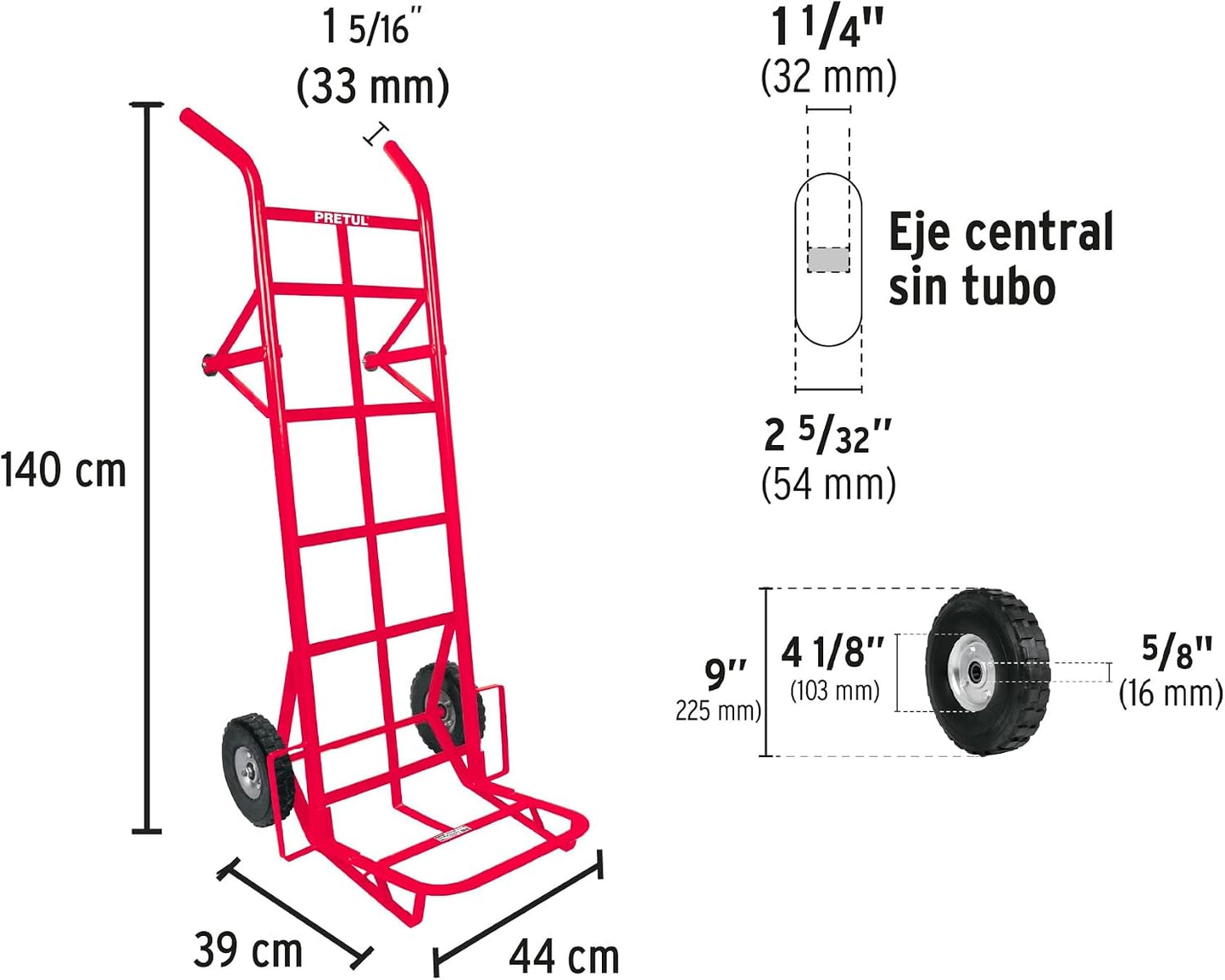 Pretul DIA-450, Diablo de carga de 450 kg, ruedas sólidas, doble balero