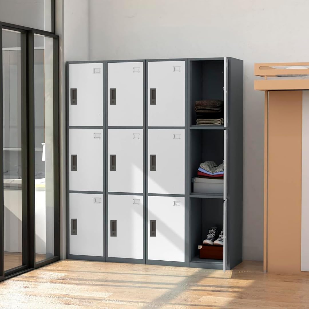 EKE Locker Metalico 185 X 38 X 45 Grande Almacenamiento Resistente Lockers Casilleros de Metal con Llave para Oficina Es
