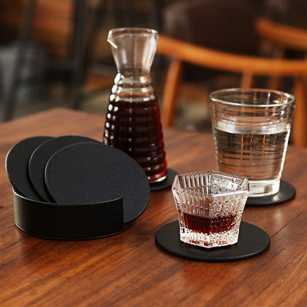 Juego de 6 posavasos de piel para mesa de computadora, duradero y antideslizante, perfectos para tazas de café de vidrio