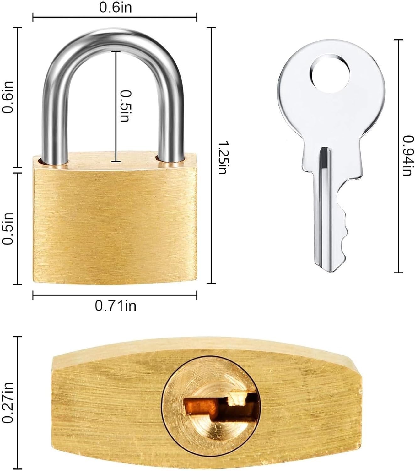 Hotop - Mini candados de 32 piezas pequeños de latón macizo de 1.25 pulgadas con 3 llaves para equipaje, mochila, gimnas