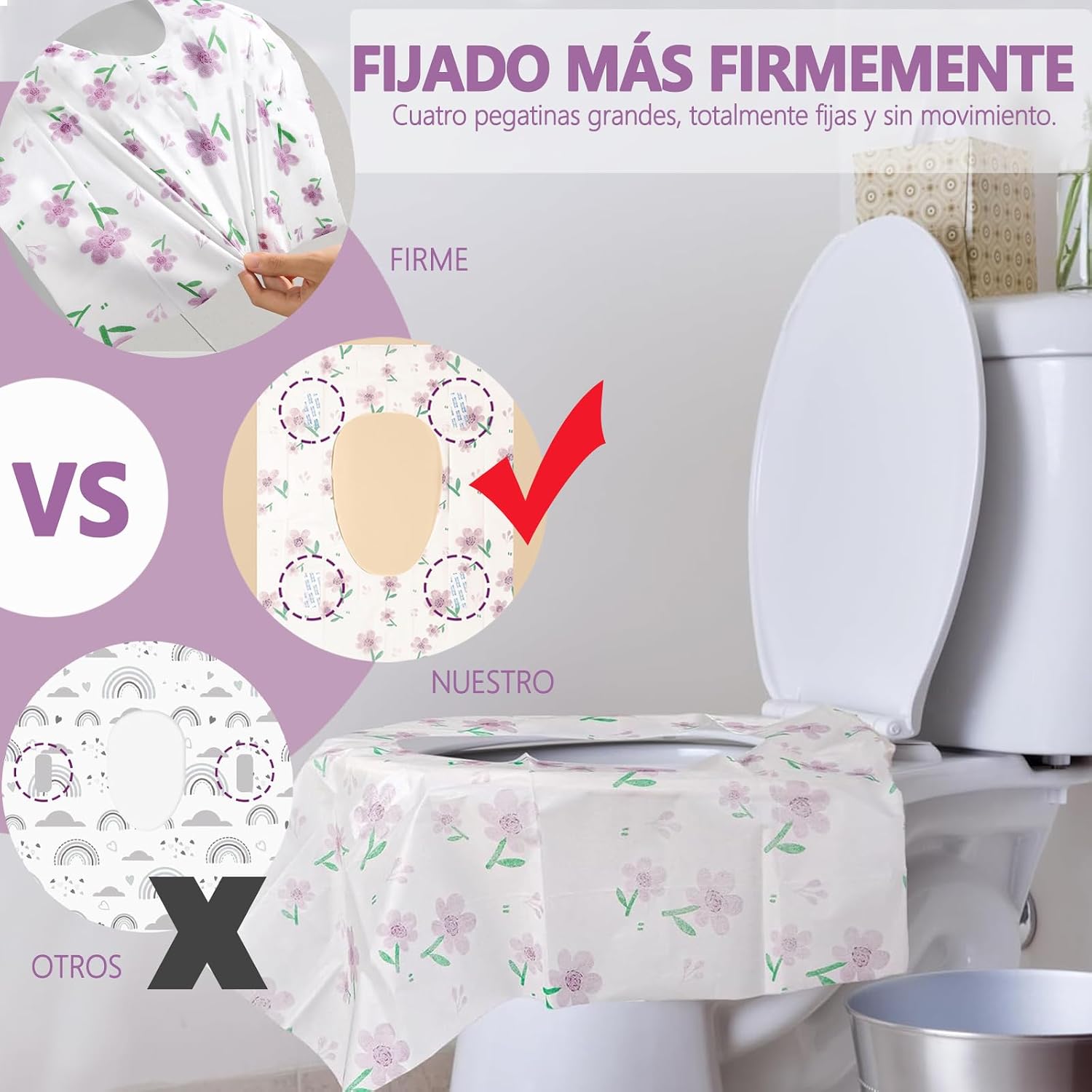 50 Piezas Tapas de Inodoro Desechables, Fundas de Toilet Seat Cover Desechables, Más Grande, para Viajes, Más Grueso e I