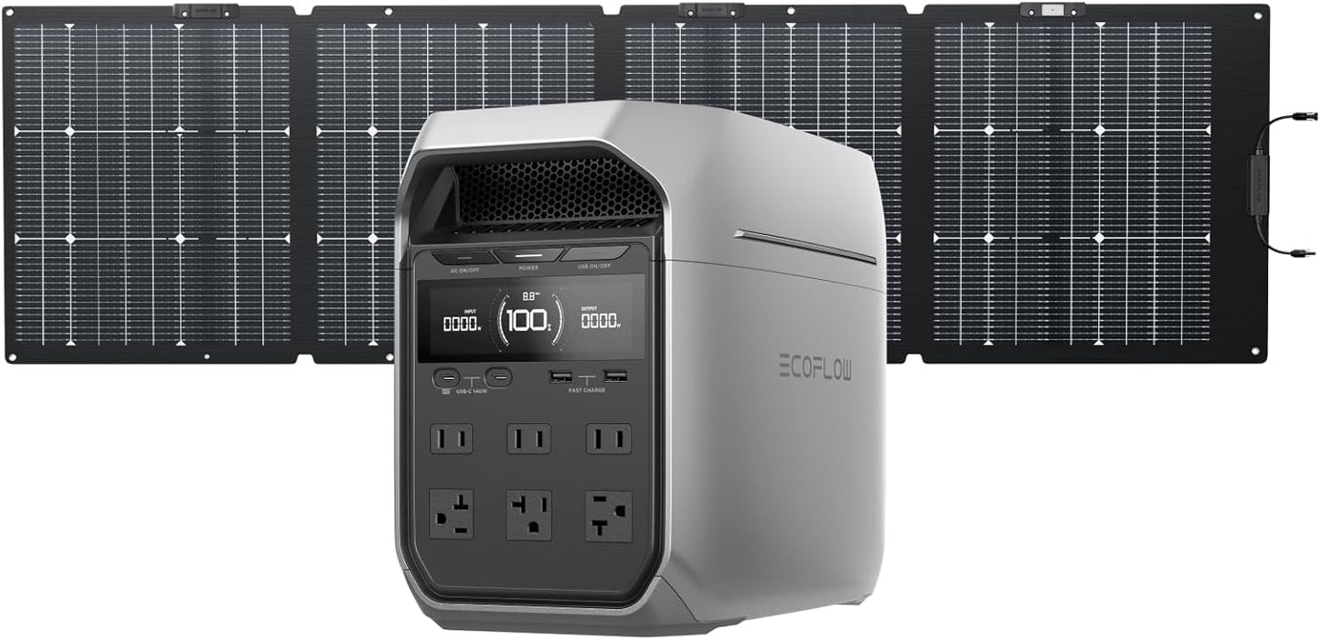 EF ECOFLOW - Generador solar DELTA 3 Plus con panel solar biifacial de 220 W, entrada solar de 1000 W, batería LFP (LiFe