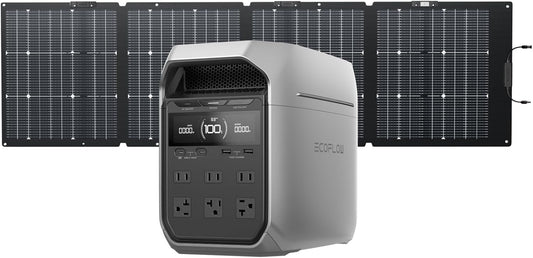 EF ECOFLOW - Generador solar DELTA 3 Plus con panel solar biifacial de 220 W, entrada solar de 1000 W, batería LFP (LiFe