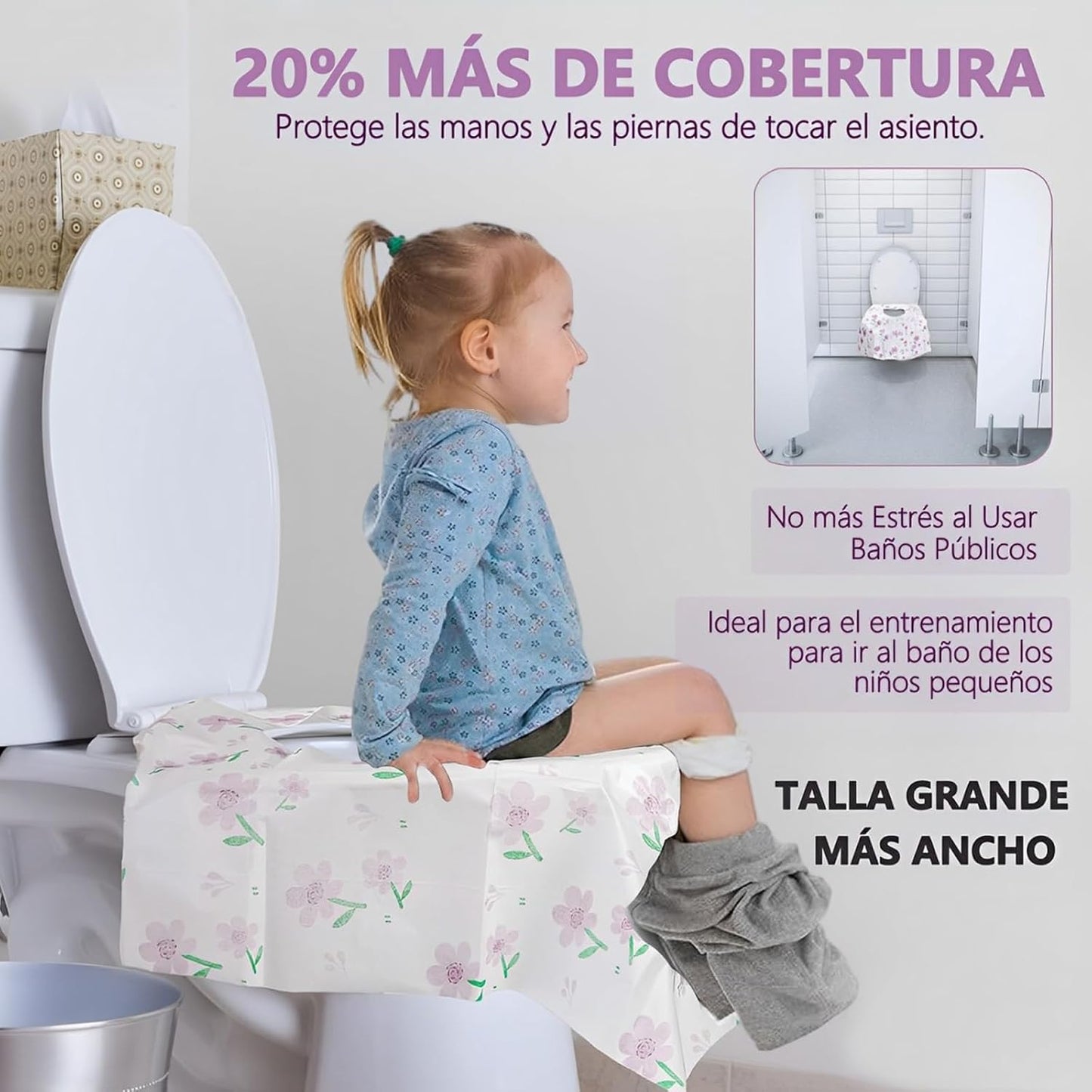 50 Piezas Tapas de Inodoro Desechables, Fundas de Toilet Seat Cover Desechables, Más Grande, para Viajes, Más Grueso e I