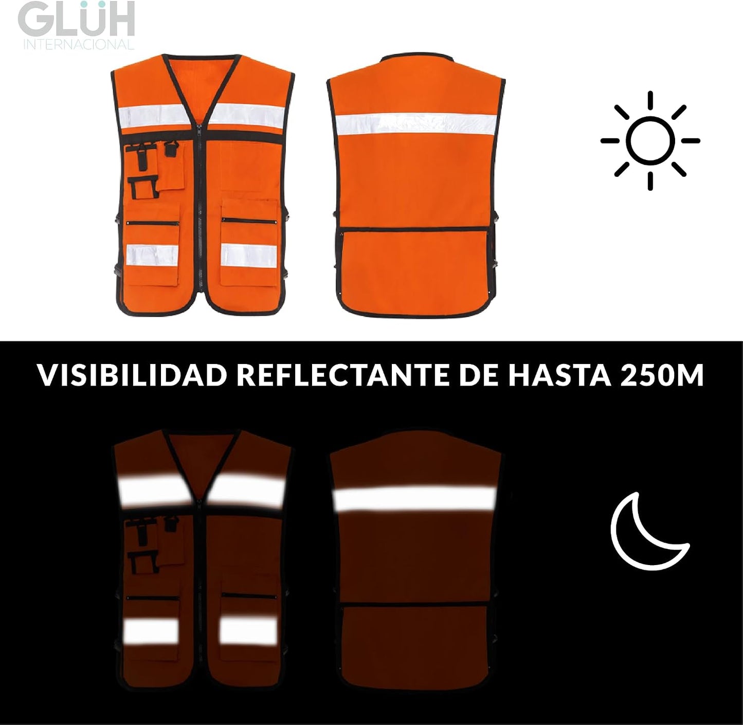 GLUH | Chaleco De Seguridad Alta Visibilidad Brigadista | Unitalla | Para Construcción y Emergencias | Protección, Comod