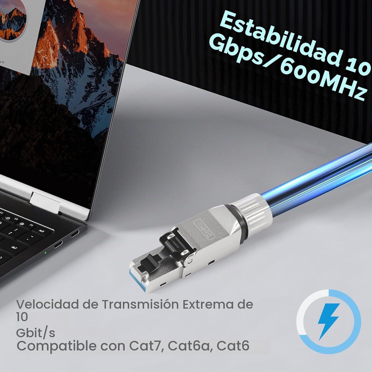 4 piezas de conector RJ45 Cat7, conector blindado Cat7 resistente a la corrosión con reducción de interferencias EMI/RFI