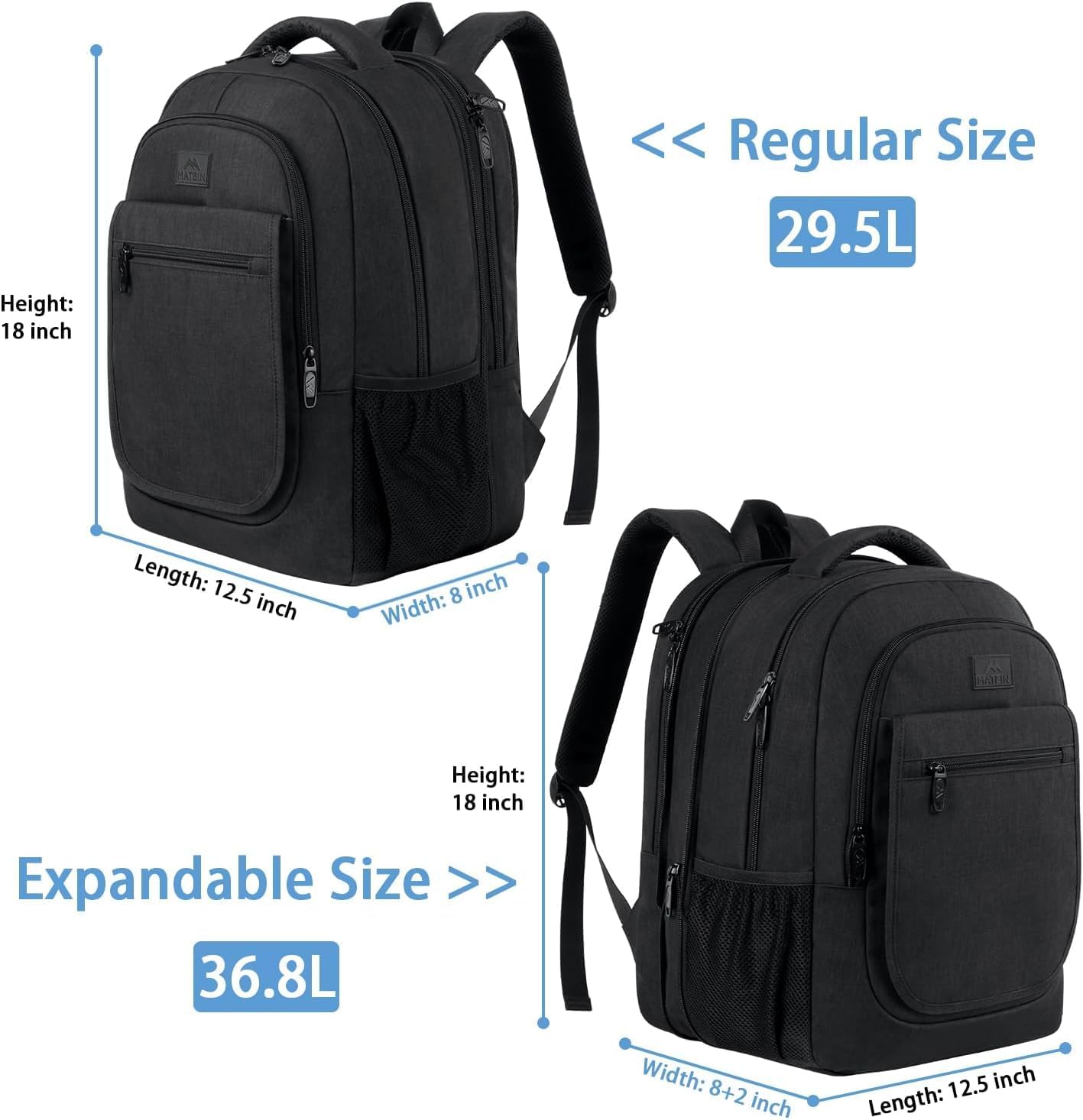 MATEIN Mochila de Viaje para Hombre y Mujer, Mochila Antirrobo de Uso Rudo, Compartimento para Laptop de 15.6 Pulgadas, 