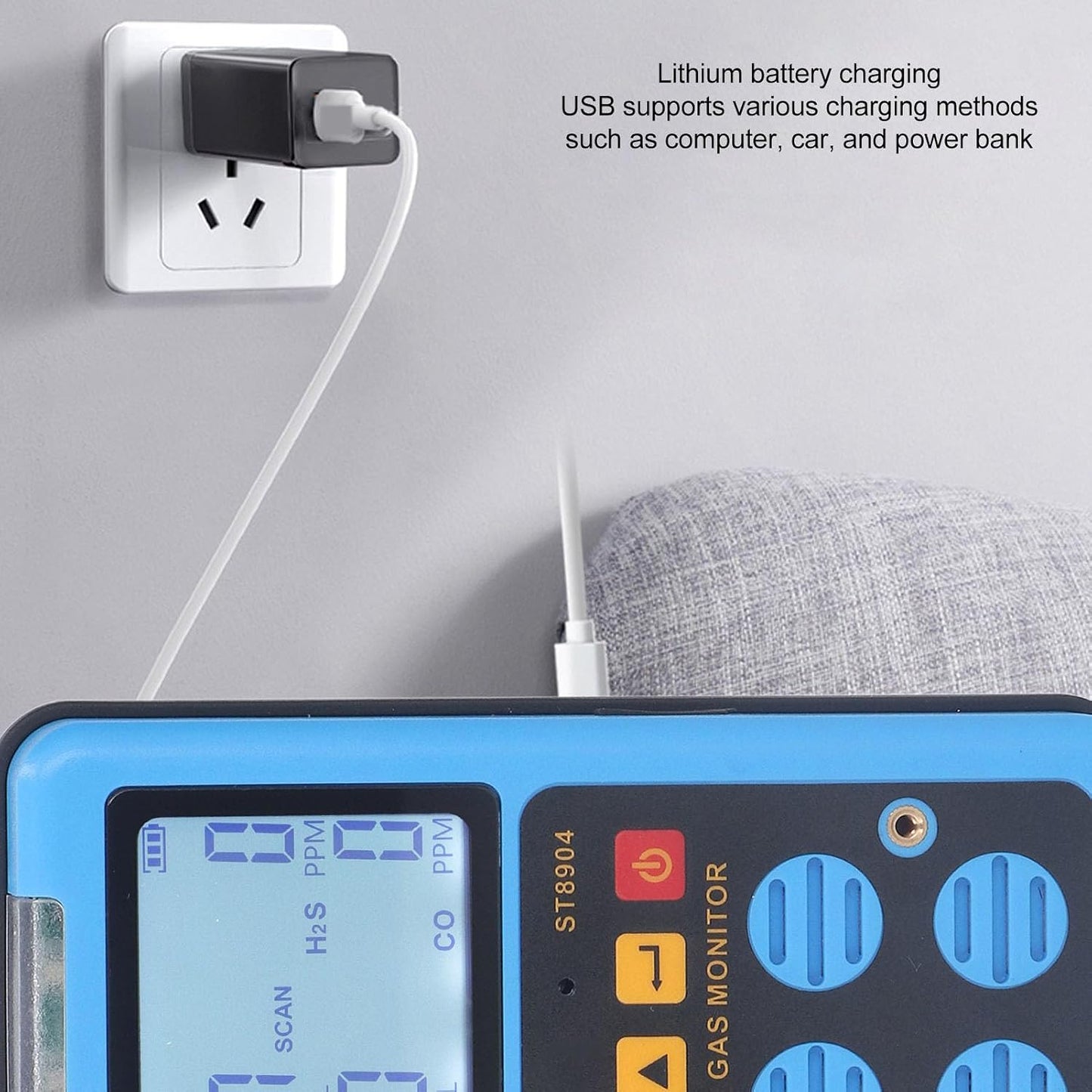 Yunseity Detector de Gas, 4 en 1 CO H2S O2 LEL Monitor de Gas Medidor Analizador con 3 Modos de Alarma Alarma de Vibraci