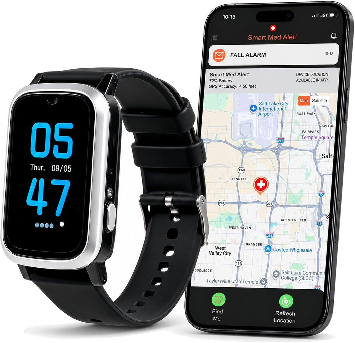 Reloj inteligente de alerta médica celular con botón de emergencia para ancianos, monitoreo 24/7, detección de caídas pa
