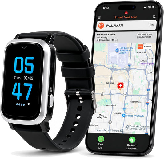 Reloj inteligente de alerta médica celular con botón de emergencia para ancianos, monitoreo 24/7, detección de caídas pa