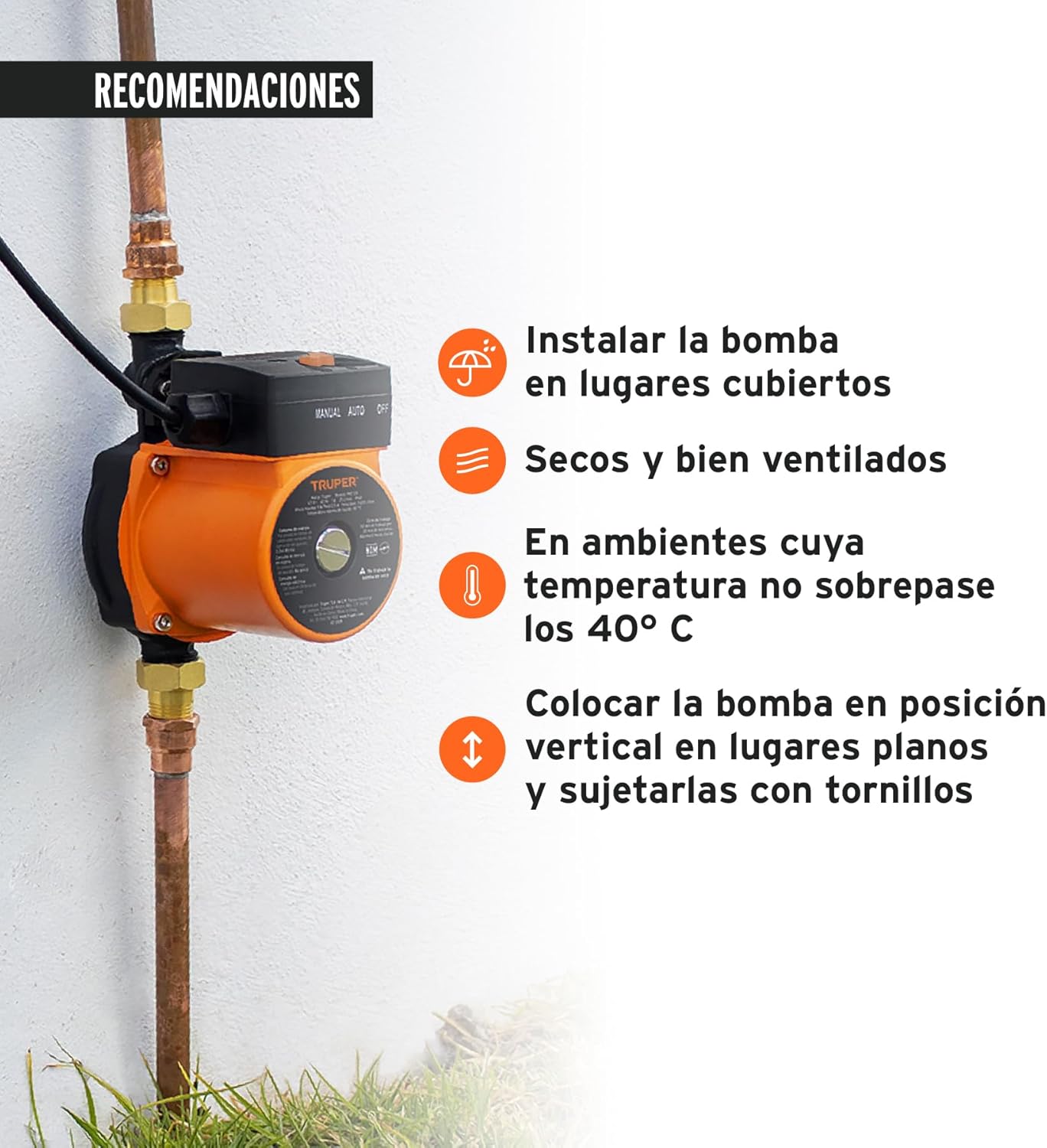 Truper PRE-1/3S, Bomba presurizadora 1/3 HP para 2 servicios