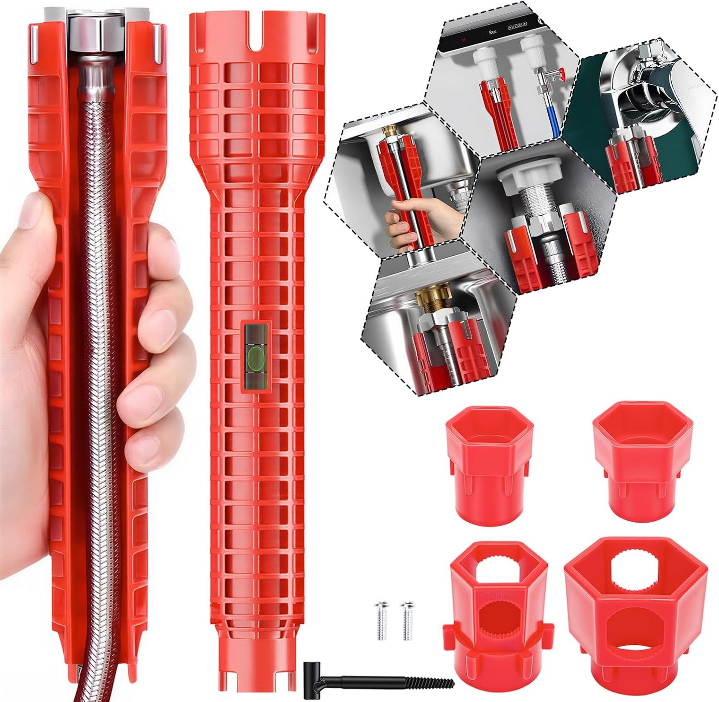 HONGHCL Herramienta Instalación Grifo y Fregadero 14 en 1 - Multifunción Llave de Instalación de Grifo y Gregadero de In