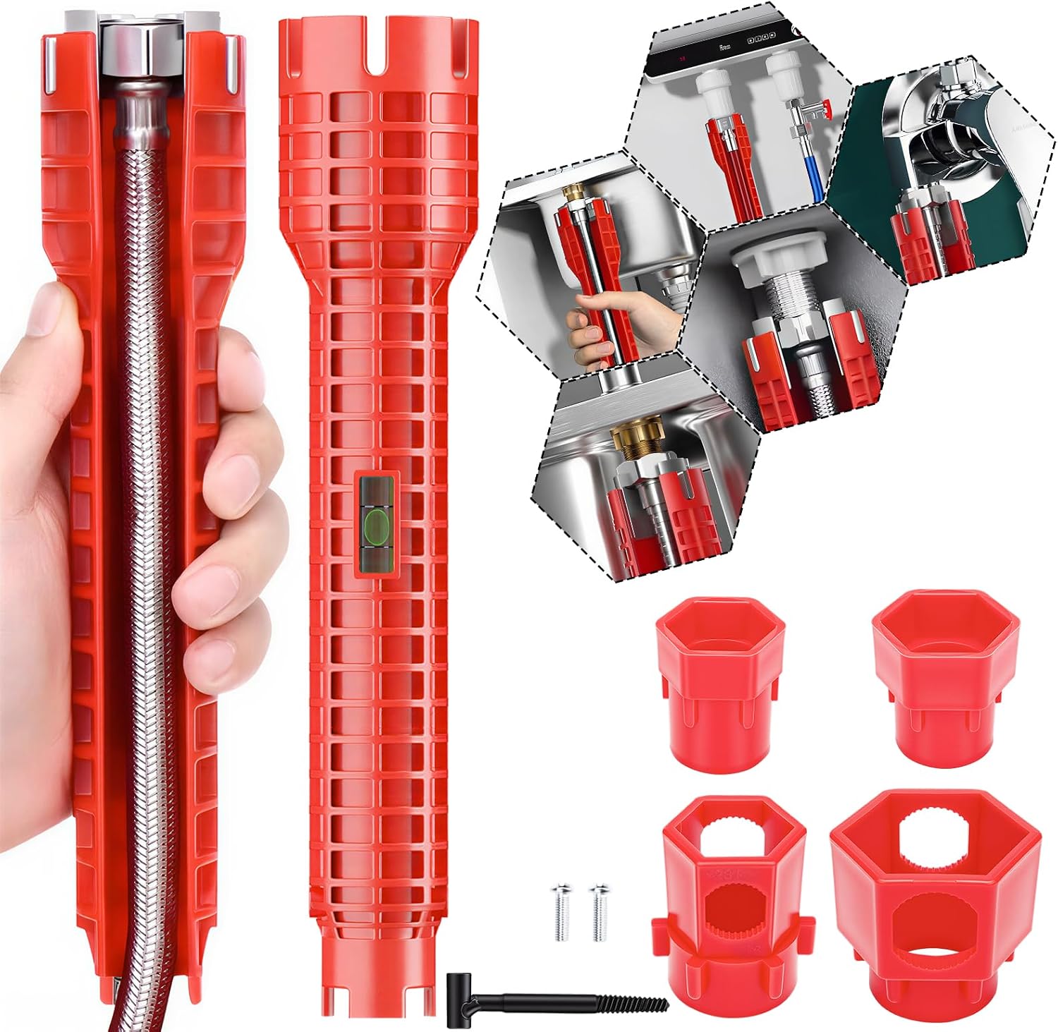 HONGHCL Herramienta Instalación Grifo y Fregadero 14 en 1 - Multifunción Llave de Instalación de Grifo y Gregadero de In