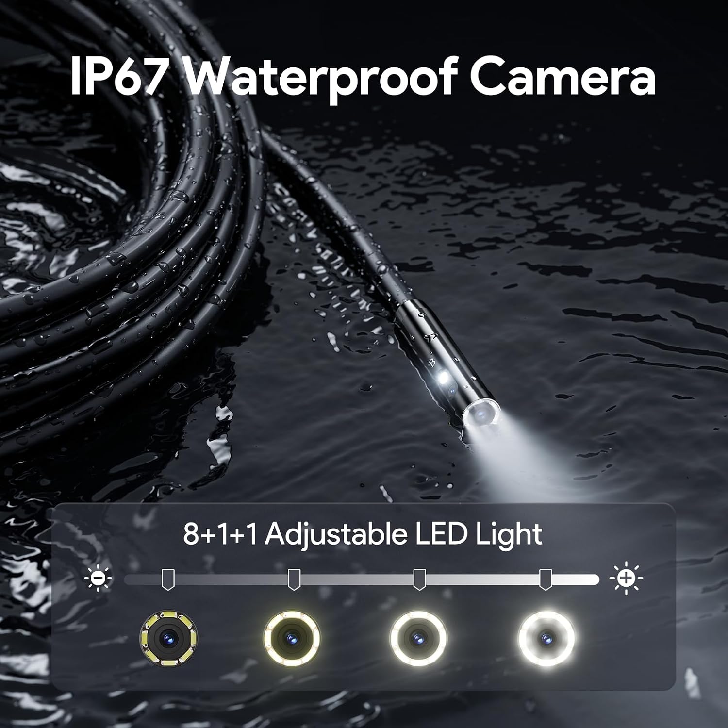 DEPSTECH - Cámara de inspección endoscopio con luces: cámara serpiente de triple lente con pantalla IPS de 5 pulgadas, c