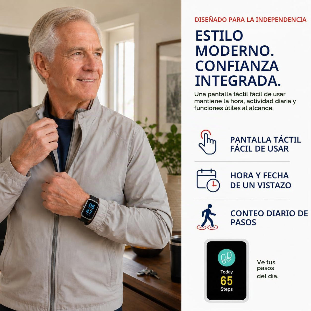 Reloj inteligente de alerta médica celular con botón de emergencia para ancianos, monitoreo 24/7, detección de caídas pa