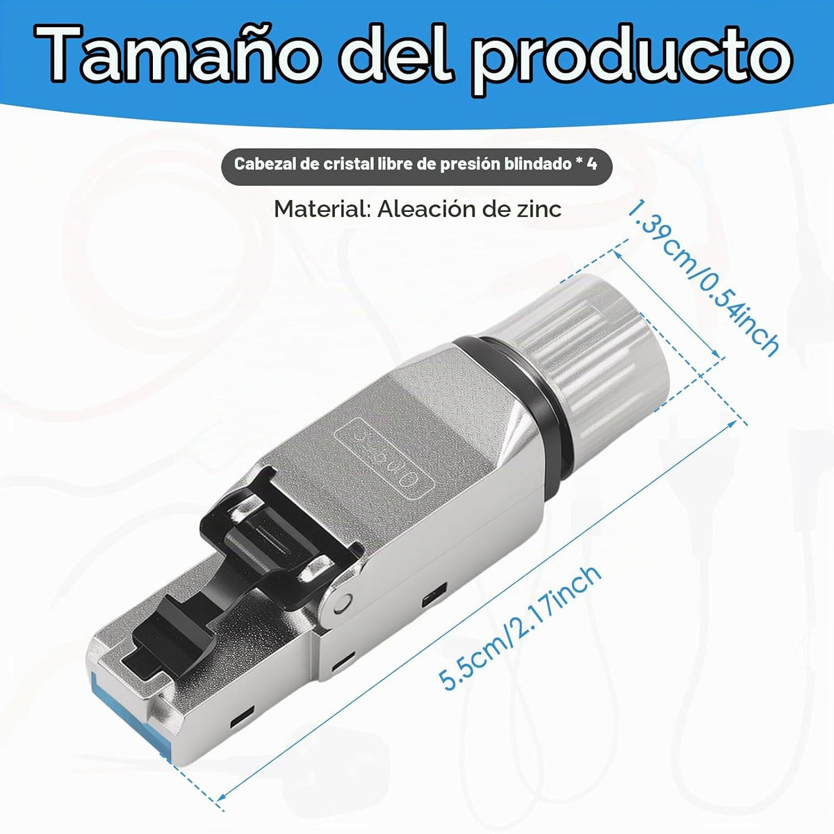 4 piezas de conector RJ45 Cat7, conector blindado Cat7 resistente a la corrosión con reducción de interferencias EMI/RFI