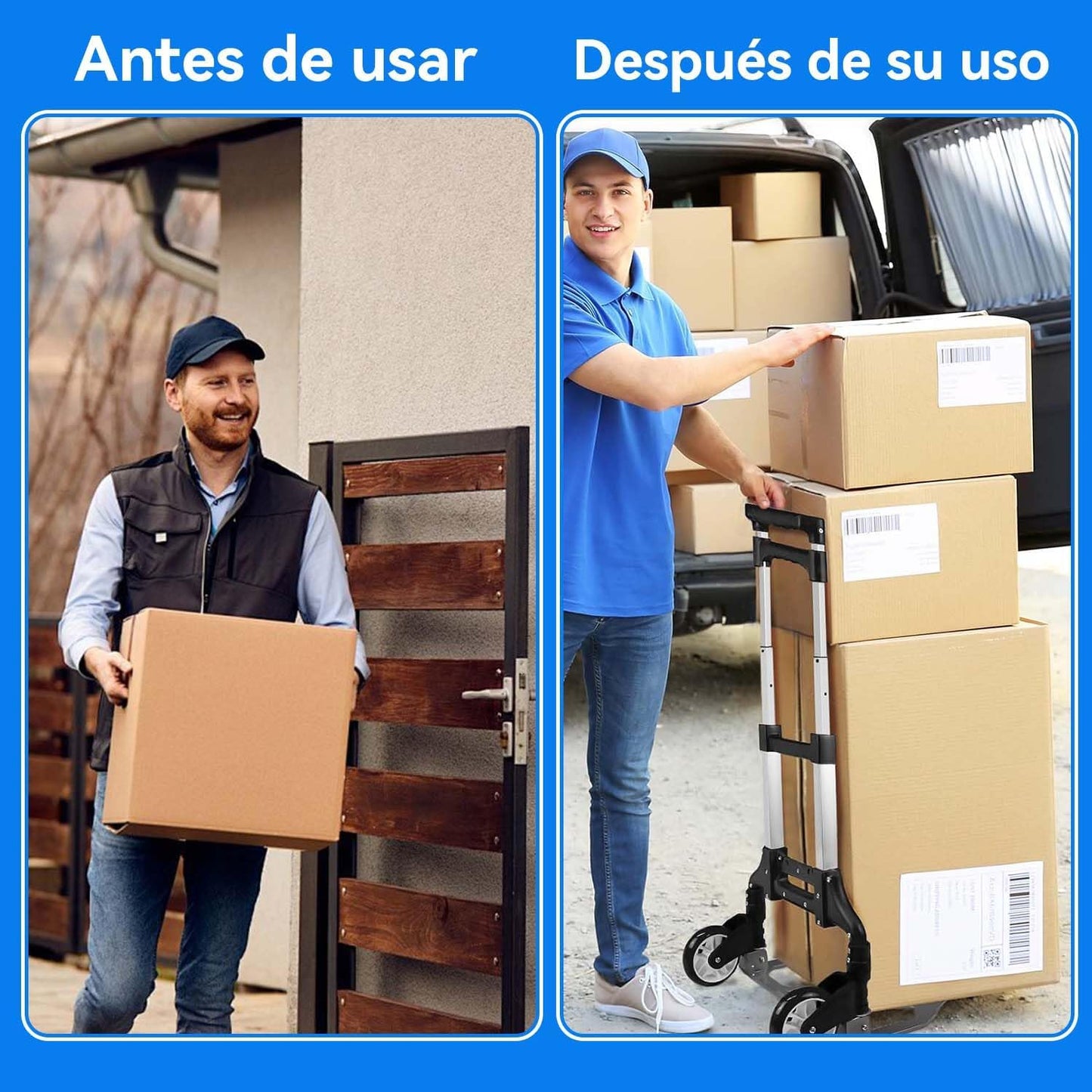 ACOVARK Carro de Mano Plegable, 200 LBS Plegable para Carretilla de Mano,Carro de Compras con Asa Telescópica y Ruedas d