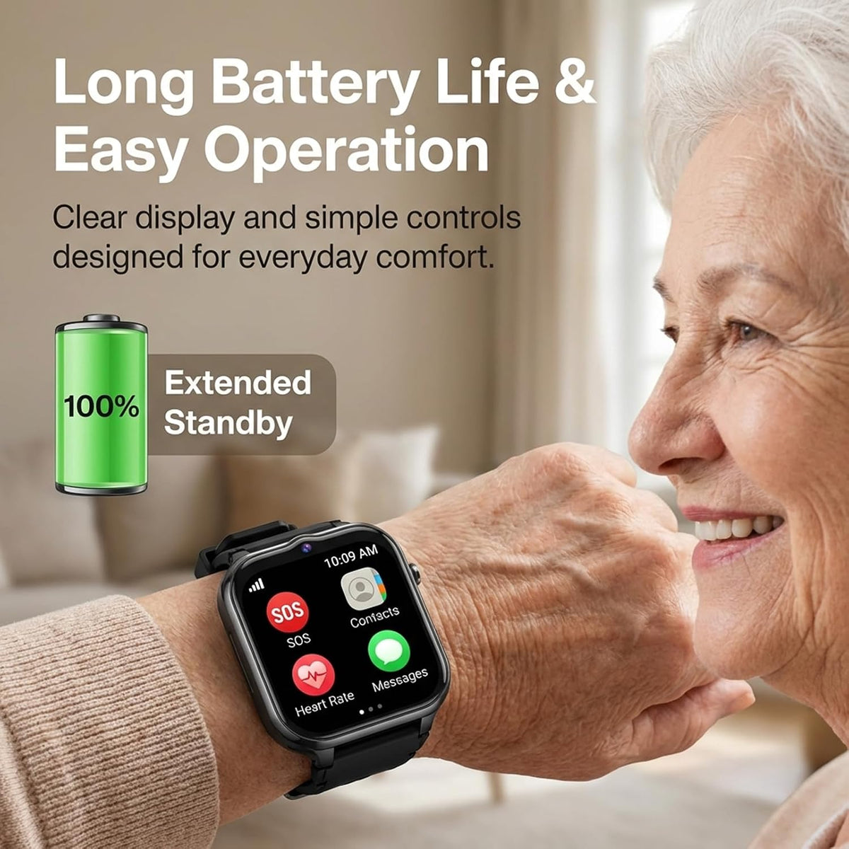 Yihou - Reloj inteligente con detección de caídas para personas mayores, reloj de emergencia con seguimiento GPS SOS, mo