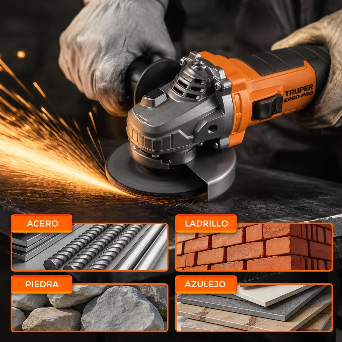 Truper ERGO-4580, Esmeriladora angular 4-1/2" 850 W, ERGO-PRO