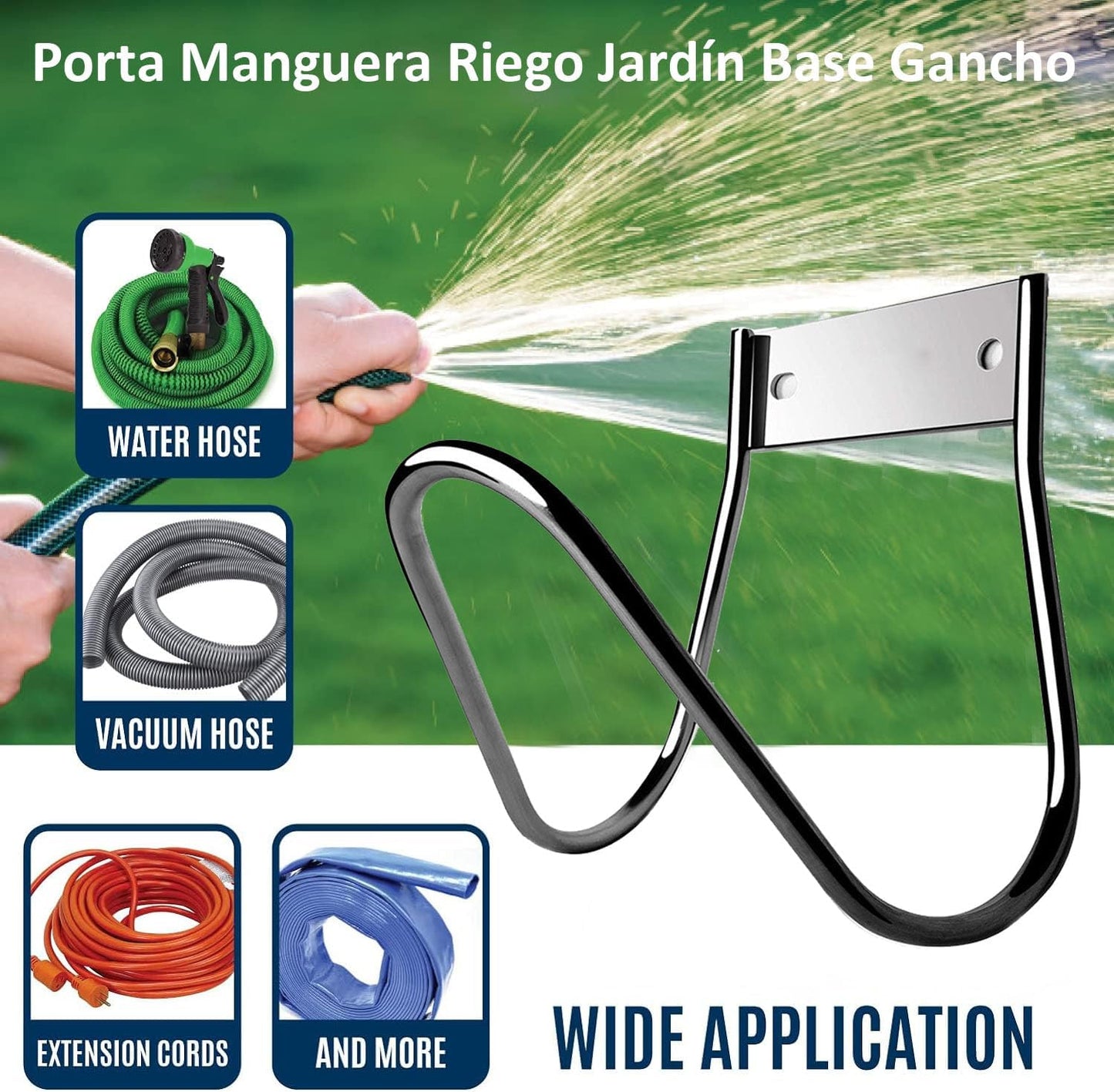 Soporte de Manguera de Jardín de Metal, Base Gancho para Colgar Manguera, Soporte de Manguera Resistente Montado en la P