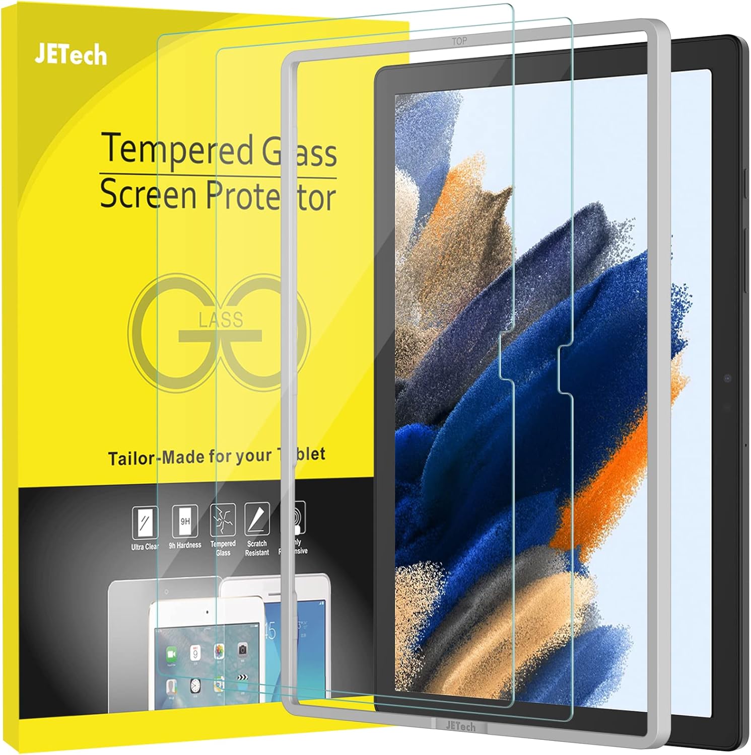 JETech Protector Pantalla para Samsung Galaxy Tab A8 (10.5 Pulgadas, Modelo 2021, SM-X200/X205/X207), Mica Cristal Vidri