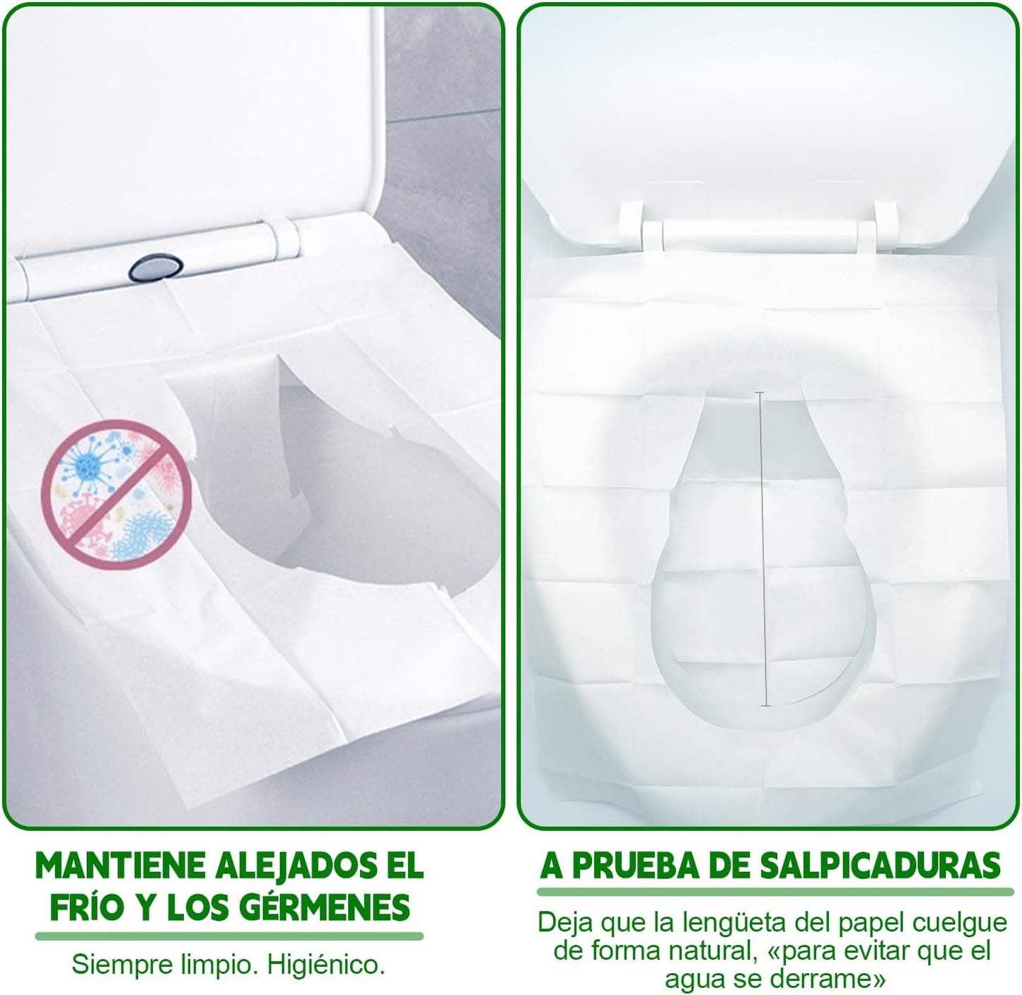 Cubre Asiento Inodoro 100 Piezas, Cubre Asiento Inodoro Desechable de Papel Espeso, Cubre Asiento Inodoro Desechable par