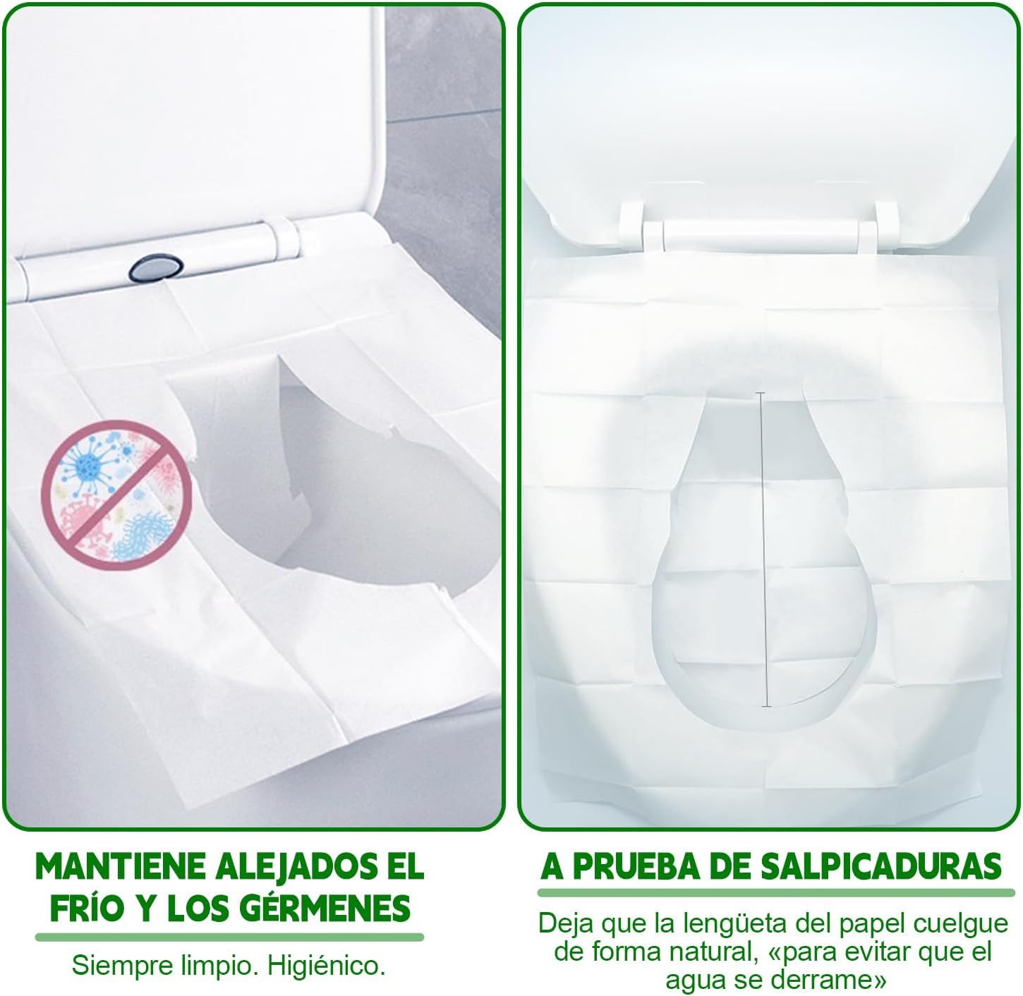 Cubre Asiento Inodoro 100 Piezas, Cubre Asiento Inodoro Desechable de Papel Espeso, Cubre Asiento Inodoro Desechable par