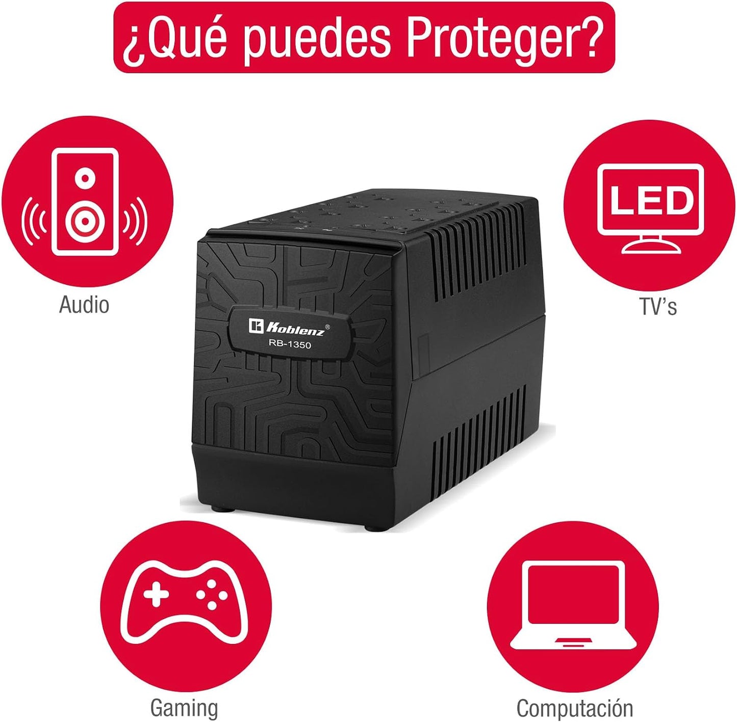 Koblenz Regulador Electrónico de Voltaje de 1350 VA / 700 W con 8 Contactos Regulados, con Luz LED, Supresor de Picos, I