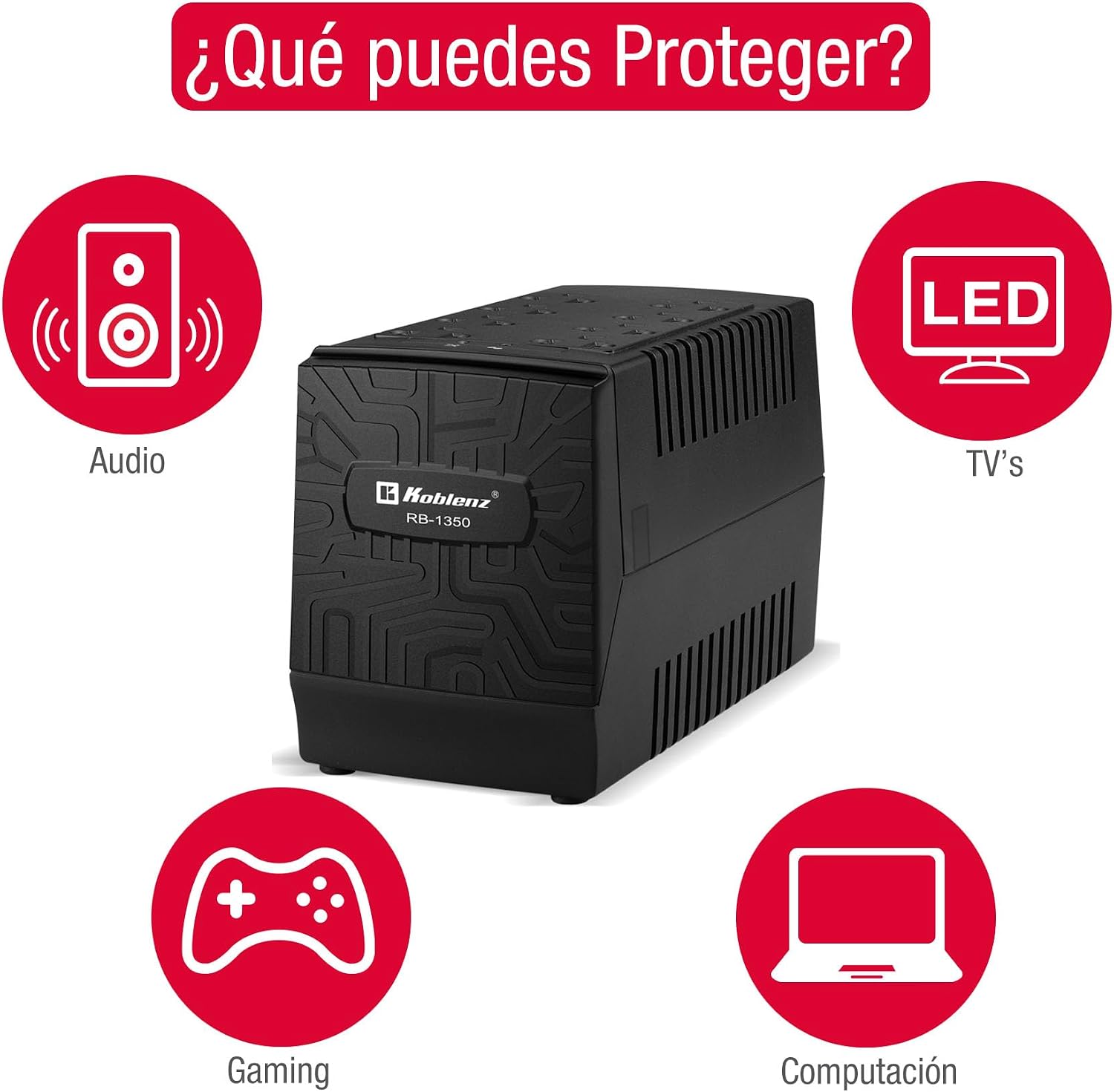 Koblenz Regulador Electrónico de Voltaje de 1350 VA / 700 W con 8 Contactos Regulados, con Luz LED, Supresor de Picos, I