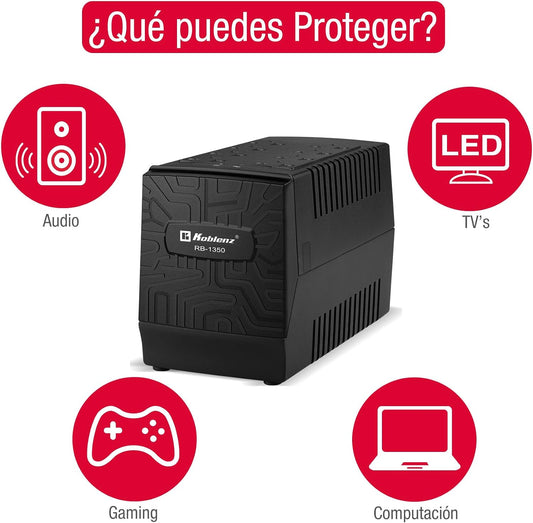 Koblenz Regulador Electrónico de Voltaje de 1350 VA / 700 W con 8 Contactos Regulados, con Luz LED, Supresor de Picos, I