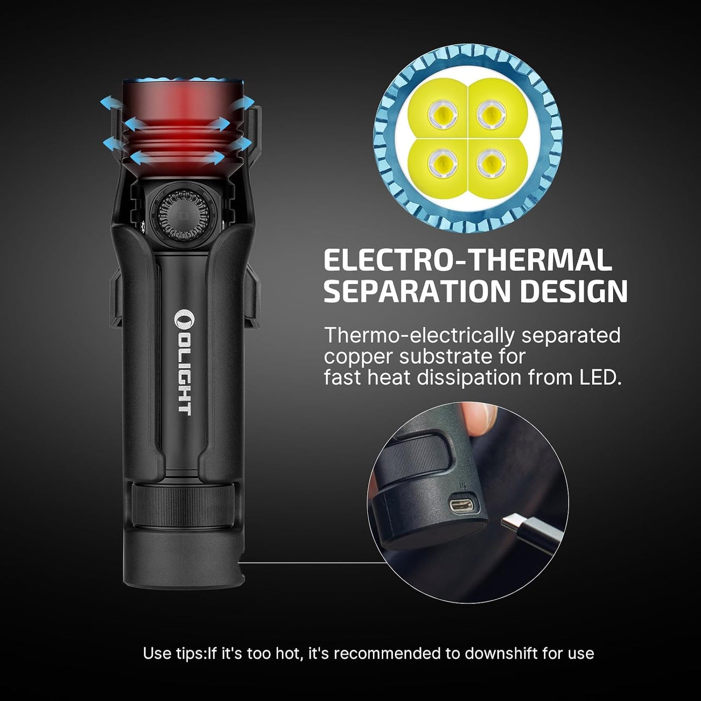 OLIGHT Seeker 4 Pro - Linternas recargables de 4600 lúmenes, luz brillante de alta potencia con funda USB C, impermeable