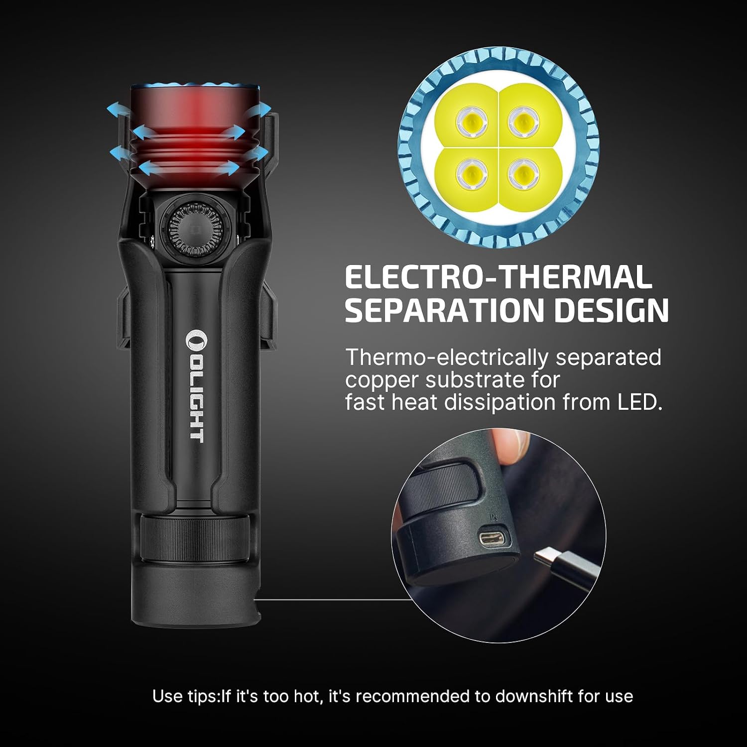 OLIGHT Seeker 4 Pro - Linternas recargables de 4600 lúmenes, luz brillante de alta potencia con funda USB C, impermeable