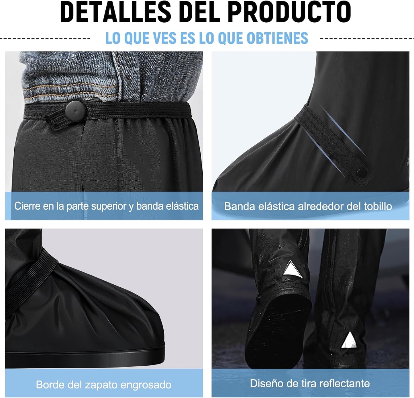 TOPONE Botas para Lluvia, Protector de Zapatos Impermeable para Hombre y Mujer, Cubrebotas con Tira Reflectante y Cremal