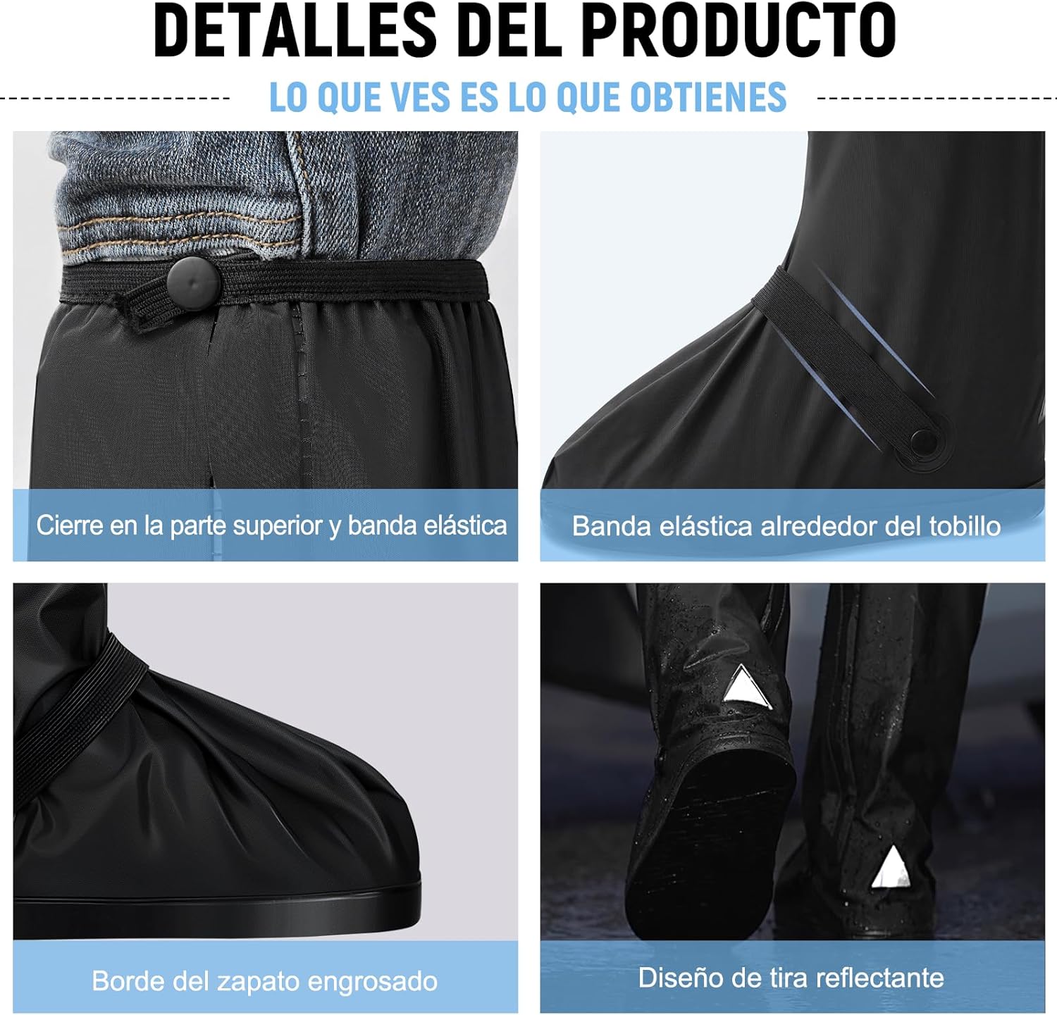TOPONE Botas para Lluvia, Protector de Zapatos Impermeable para Hombre y Mujer, Cubrebotas con Tira Reflectante y Cremal