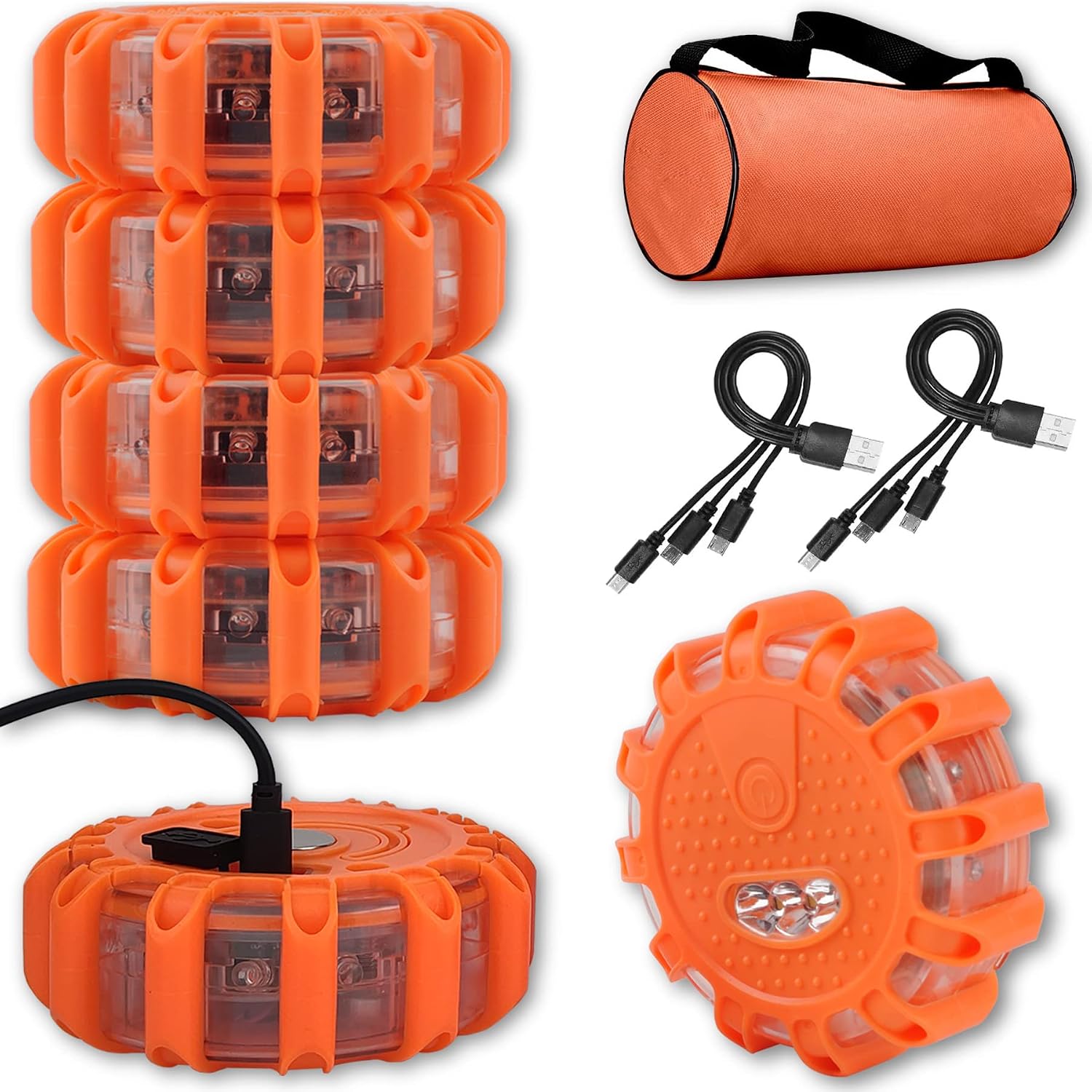Ecoangel Bengalas LED Recargables por USB para Carretera, Luces de Emergencia - Baliza de Seguridad Vehicular de Adverte