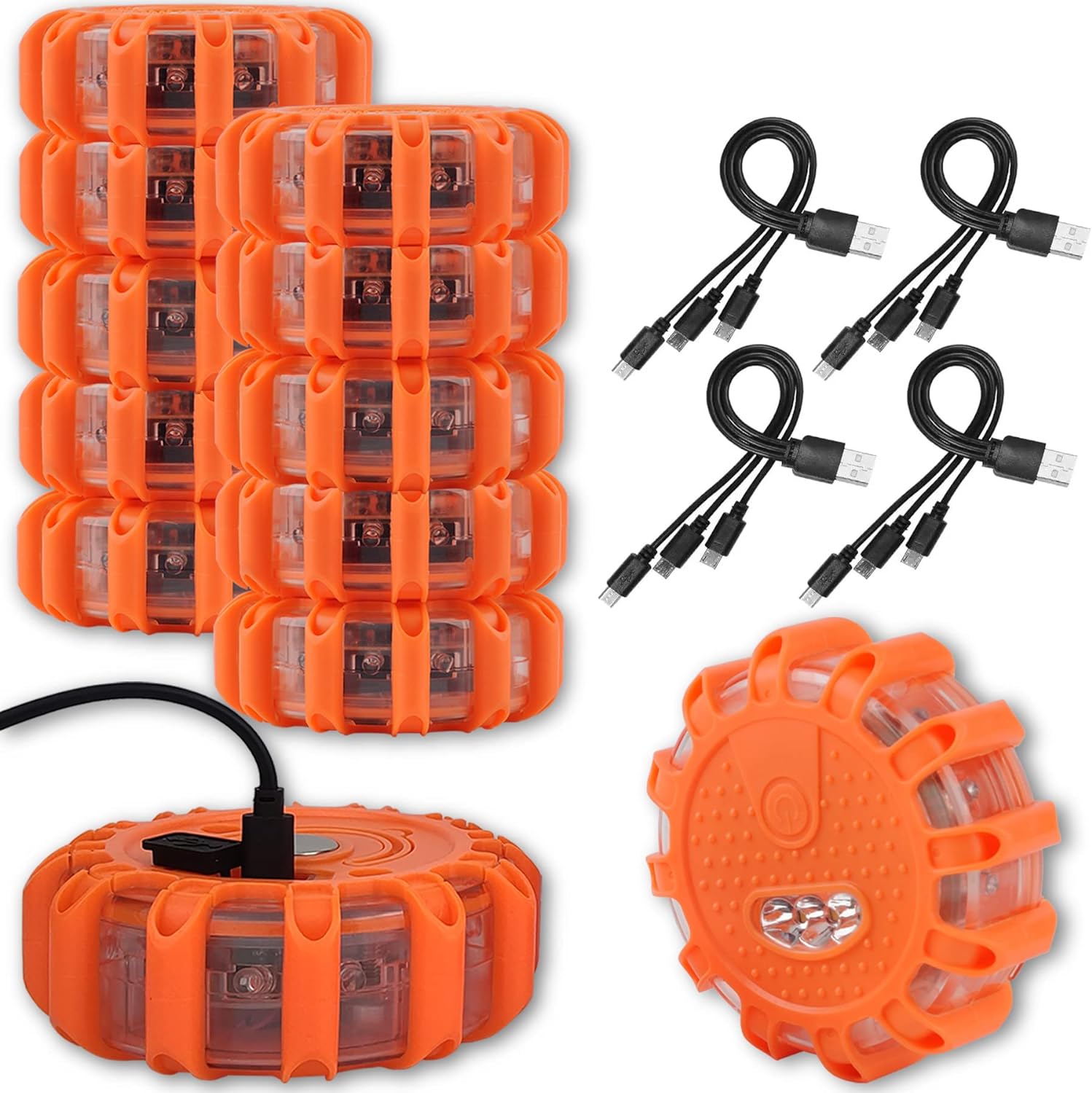 Ecoangel Bengalas LED Recargables por USB para Carretera, Luces de Emergencia - Baliza de Seguridad Vehicular de Adverte