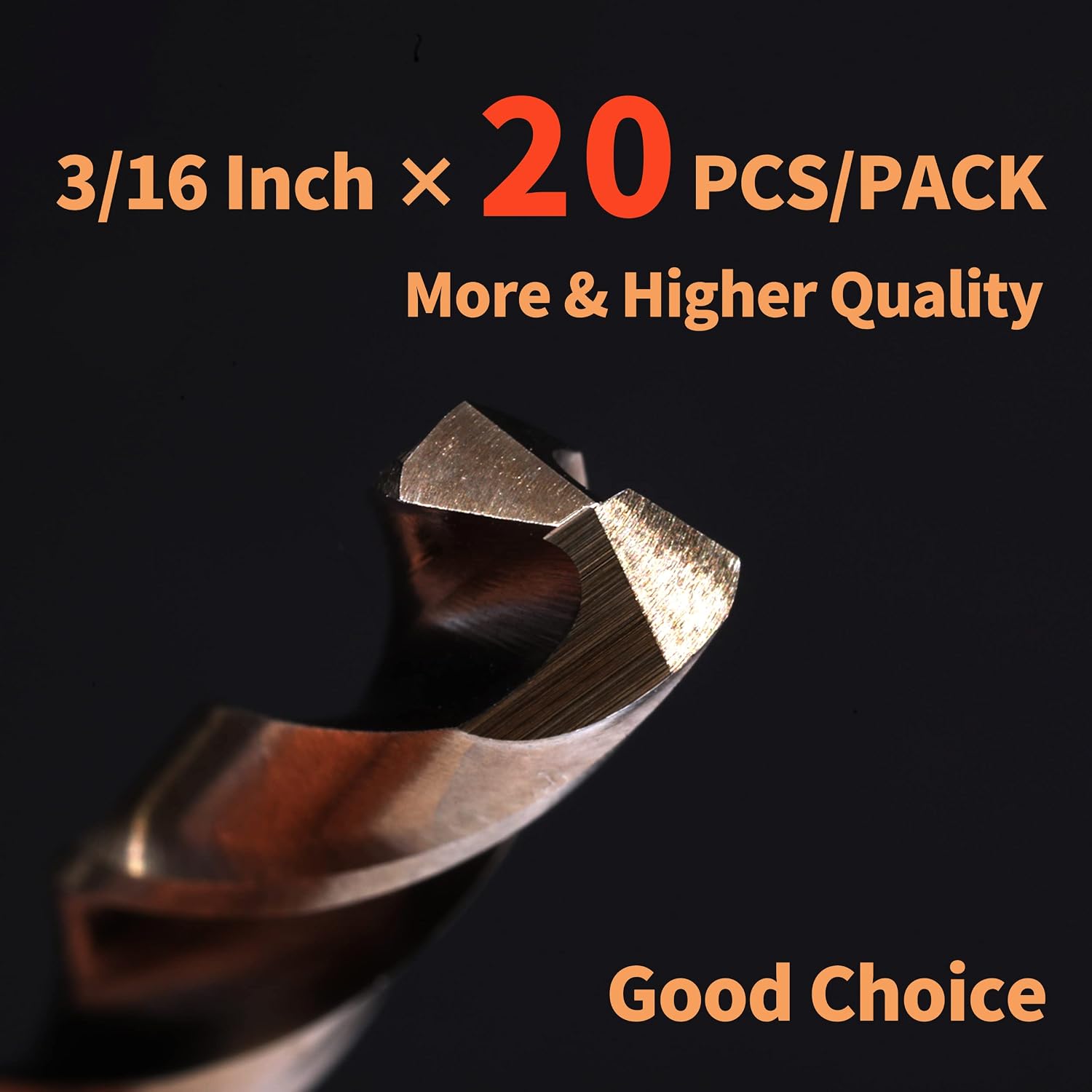 (20 PIEZAS) Juego de brocas de cobalto de 3/16 pulgadas, brocas de metal HSS M35 para acero, acero inoxidable, hierro fu