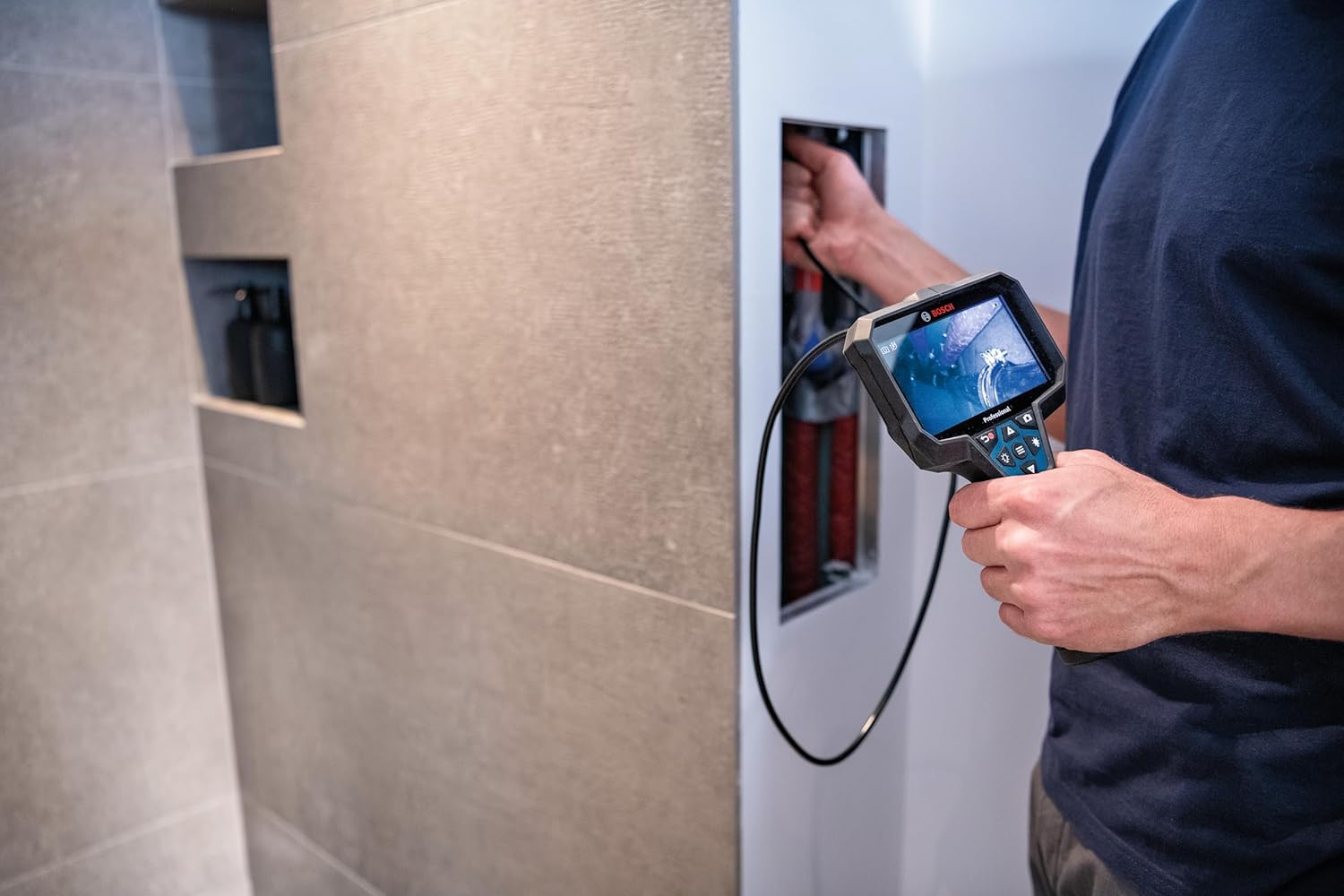 Bosch GIC5-27C Cámara de inspección Profesional de boroscopio con luz LED Ajustable, cámara endoscopio extraíble de 12 p