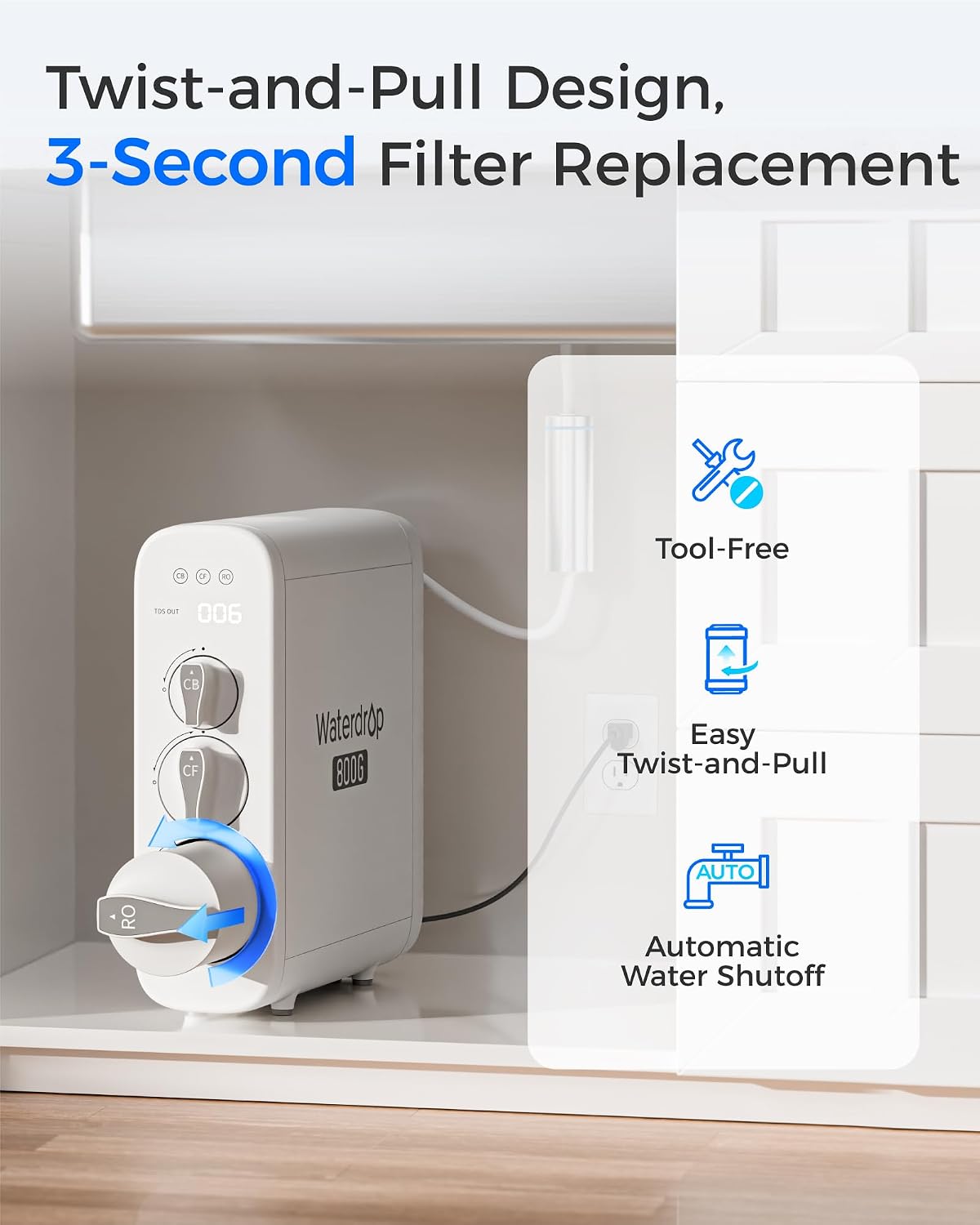Filtro Waterdrop G3P800-RO, repuesto para sistema Waterdrop G3P800 RO