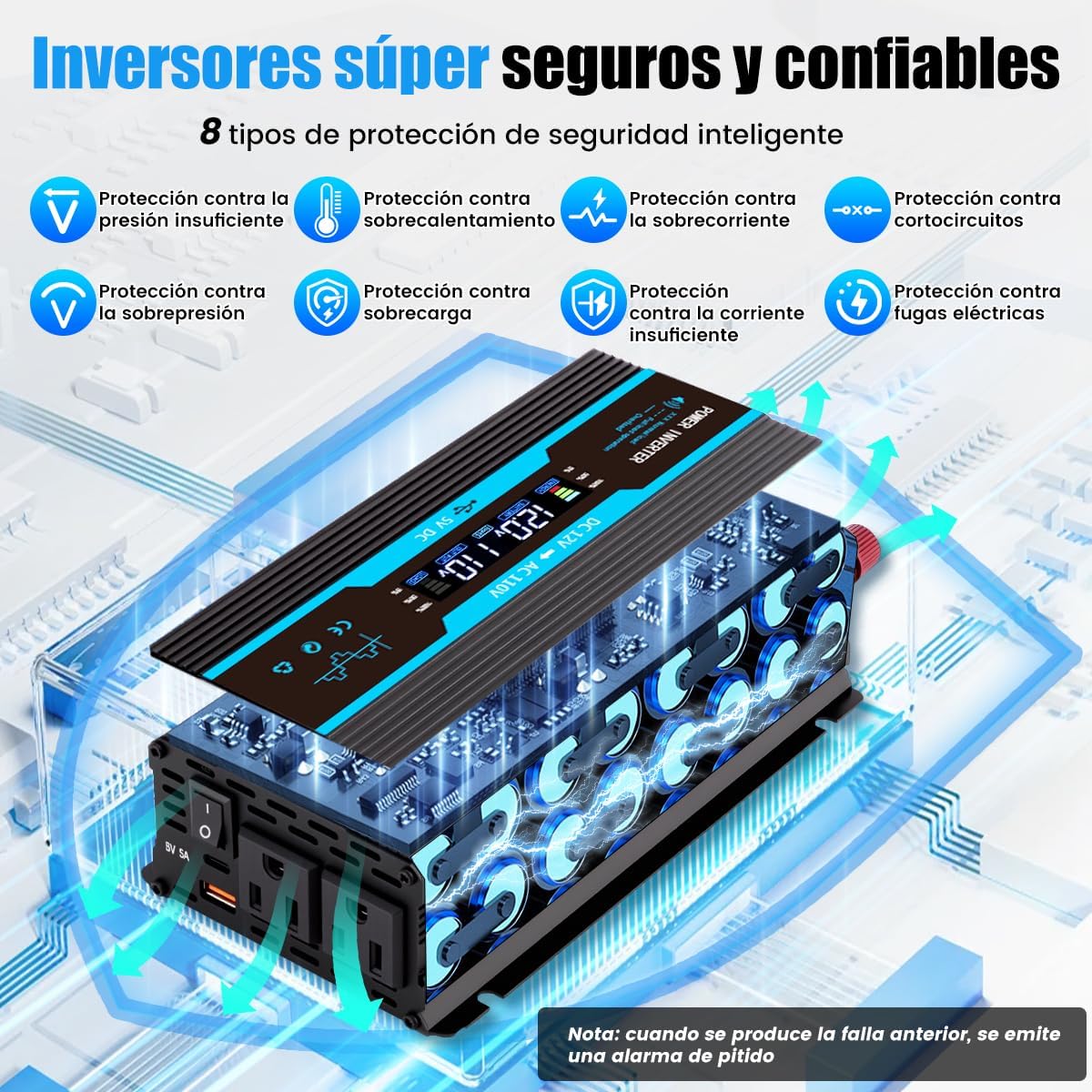 Inversor de Corriente para Auto, Convertidor de Corriente Portátil