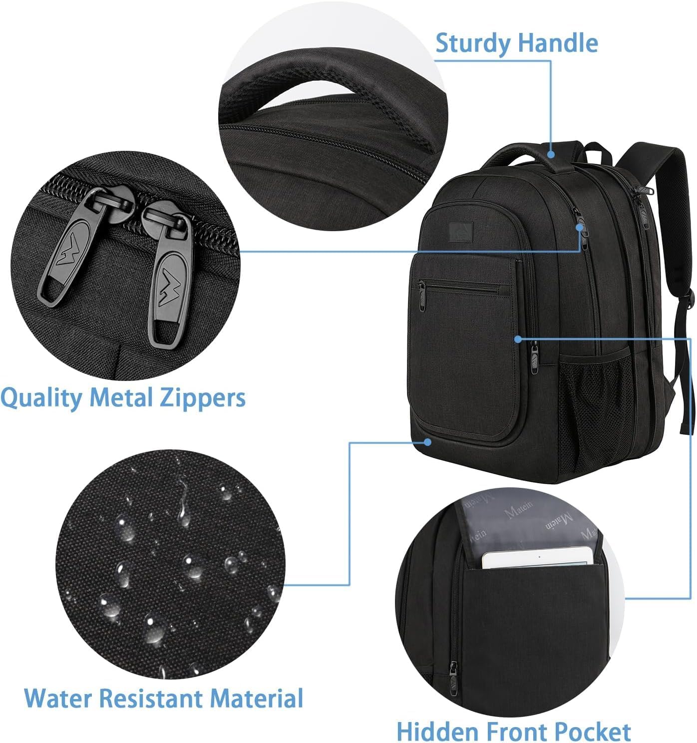 MATEIN Mochila de Viaje para Hombre y Mujer, Mochila Antirrobo de Uso Rudo, Compartimento para Laptop de 15.6 Pulgadas, 