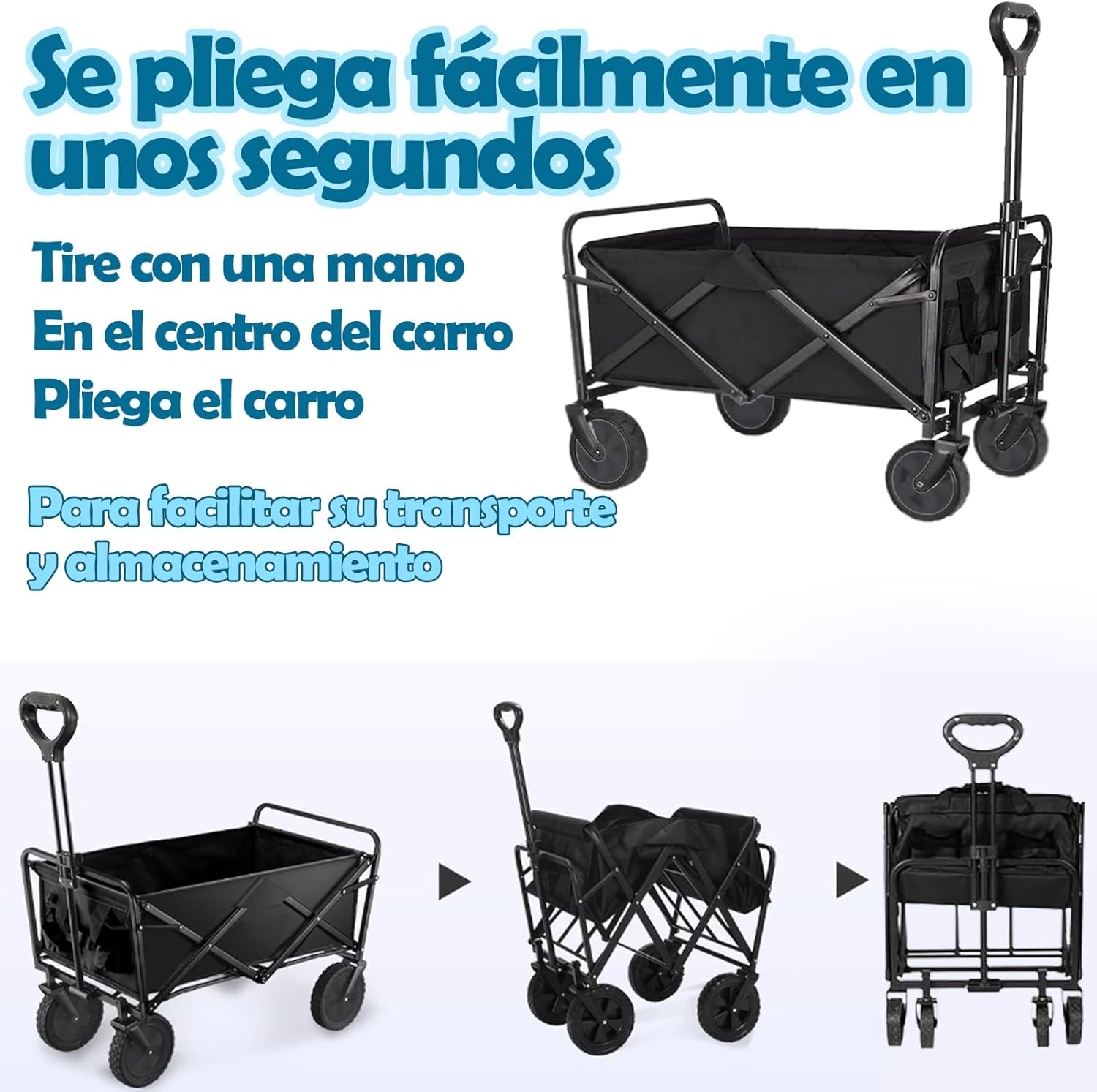 EMAGIE Carrito Plegable con Ruedas - con Red de Seguridad Carrito de Mandado 120 Kg de Capacidad de Carga Carro de Campa