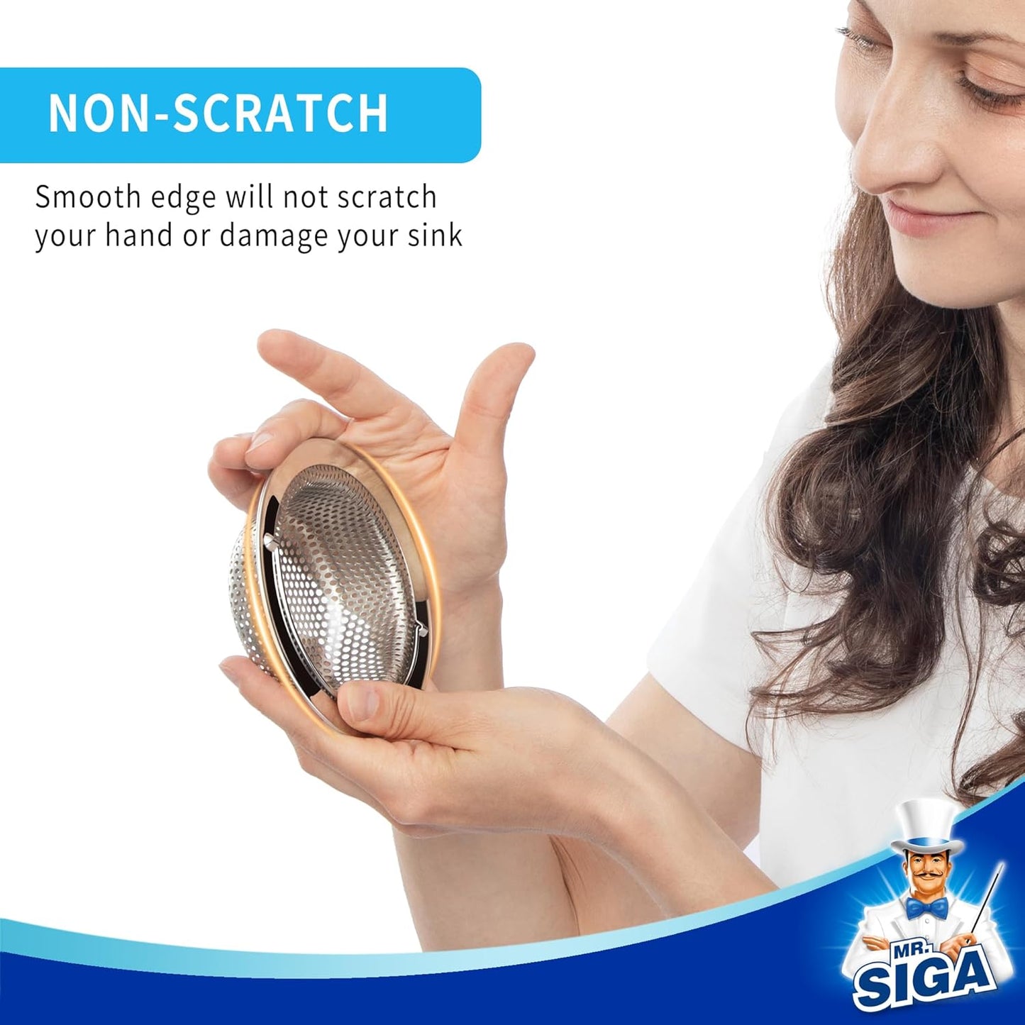 MR.SIGA - Colador de Fregadero Cocina, colador Drenaje Fregadero Acero Inoxidable, Apto para lavaplatos, Paquete de 2