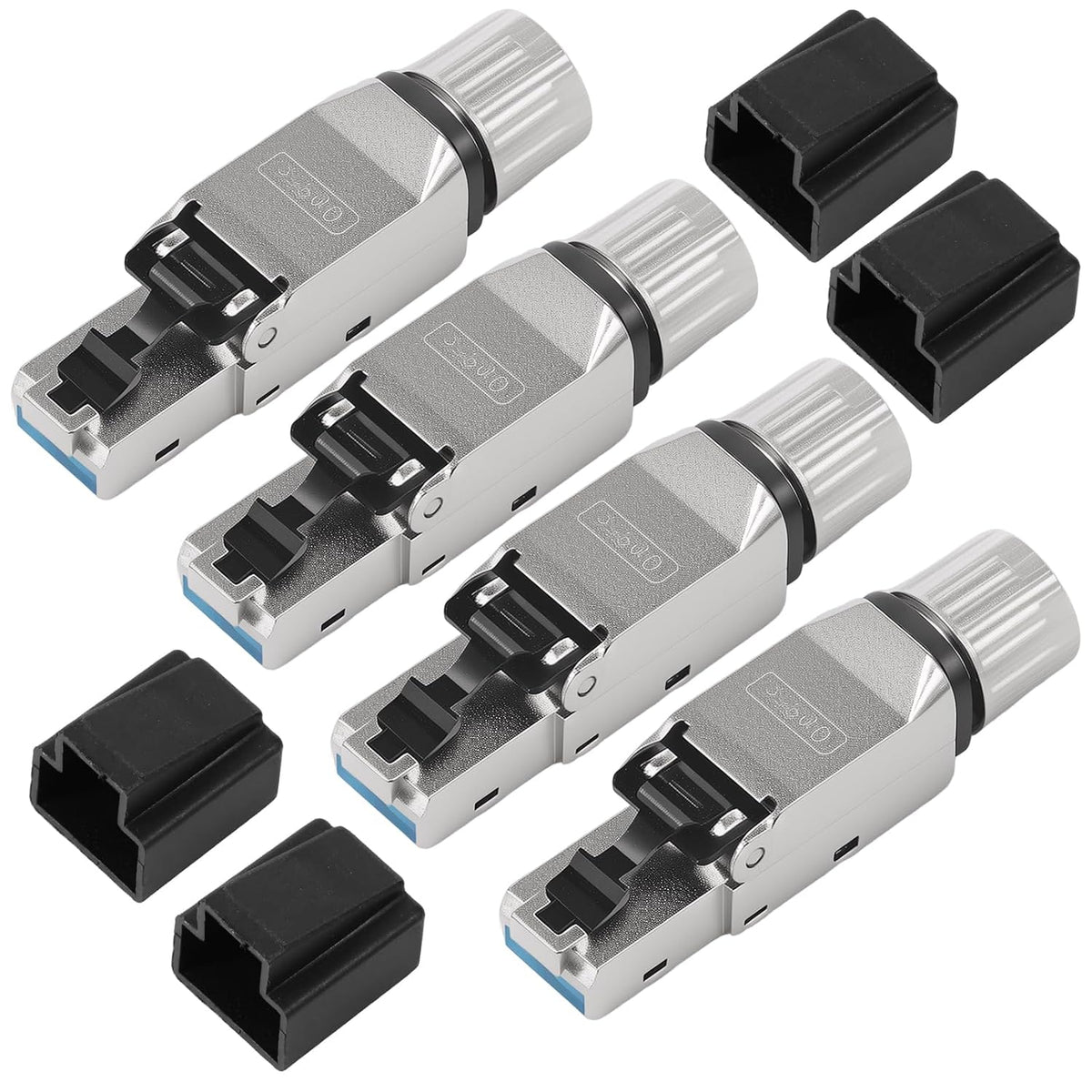 4 piezas de conector RJ45 Cat7, conector blindado Cat7 resistente a la corrosión con reducción de interferencias EMI/RFI