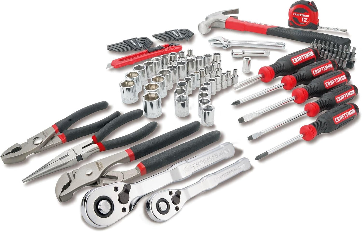 Craftsman Kit de Herramientas de 102 Piezas para el Hogar y el Coche con Llaves SAE y Métricas