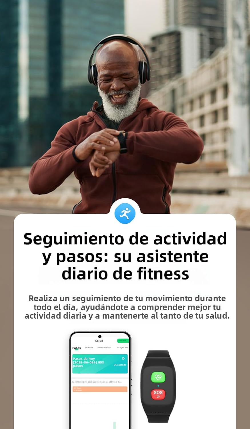 MJVV Pulsera Inteligente Localizador GPS para Personas, Rastreador GPS con Tarjeta SIM, Llamada SOS, Detección de Caídas