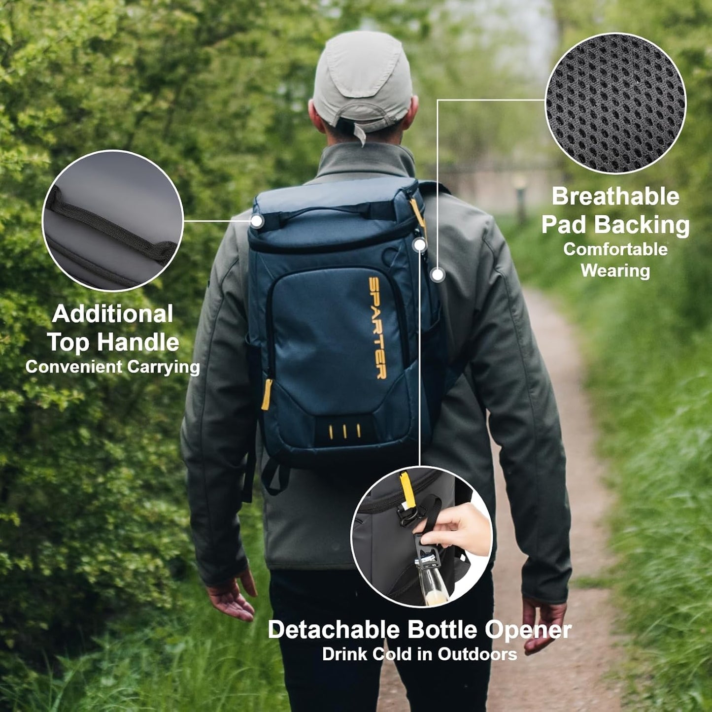 SPARTER Mochila térmica aislada a Prueba de Fugas, 33/45 latas, 2 Compartimentos aislados, Bolsa térmica portátil, Liger