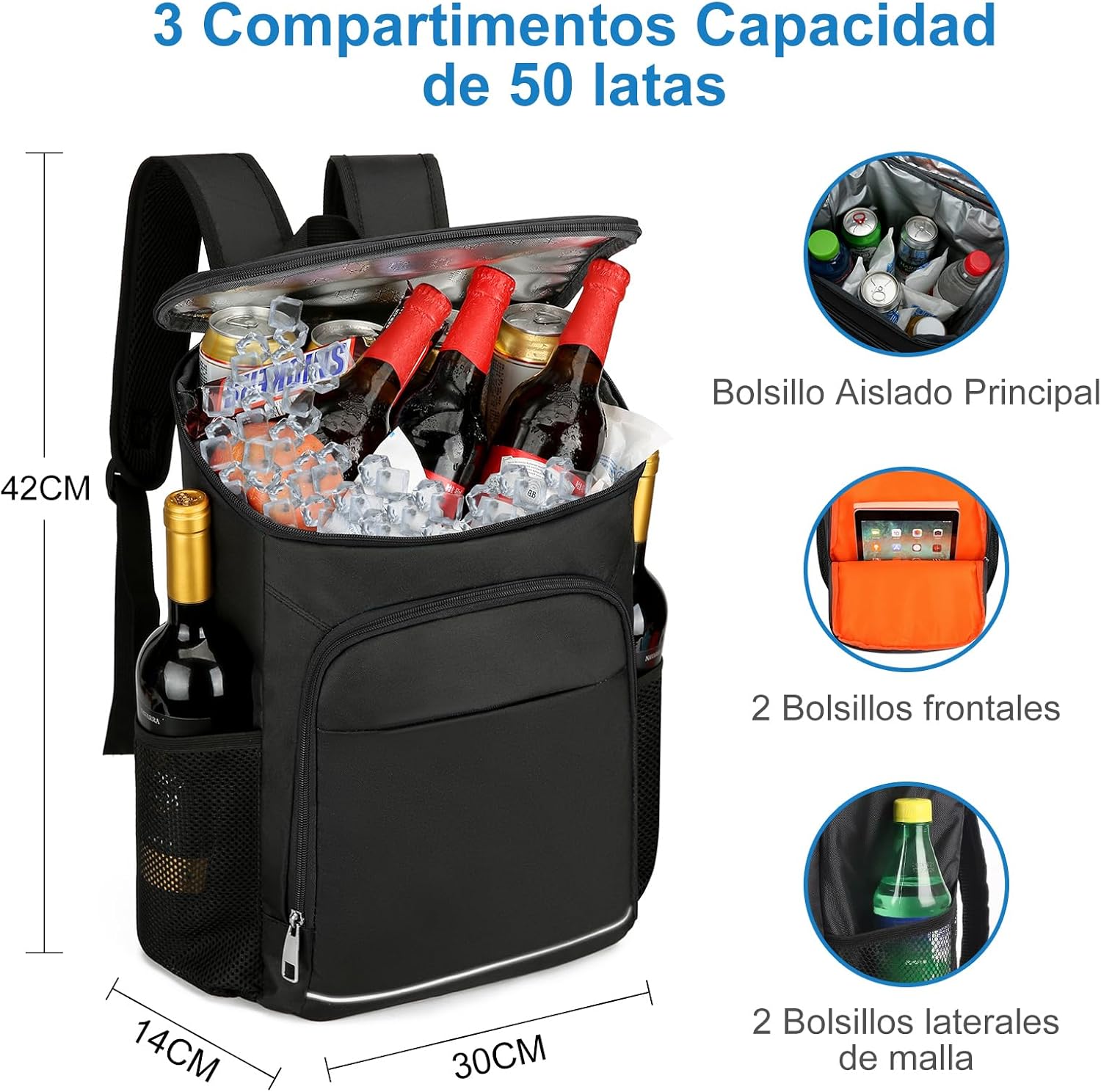 EMAGIE Mochila Hielera Grande - Hielera Portatil 30L Mochila Termica Aislada Impermeable y a Prueba de Fugas Hielera par